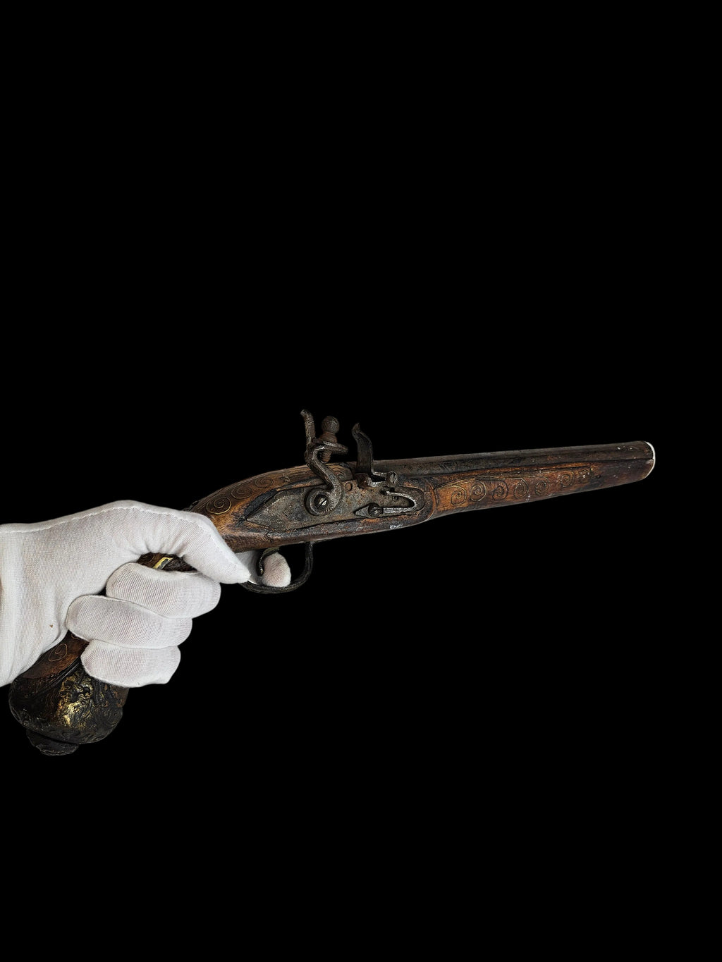 Ottoman-style flintlock pistol with metal inlay - Handmade - circa 18th century