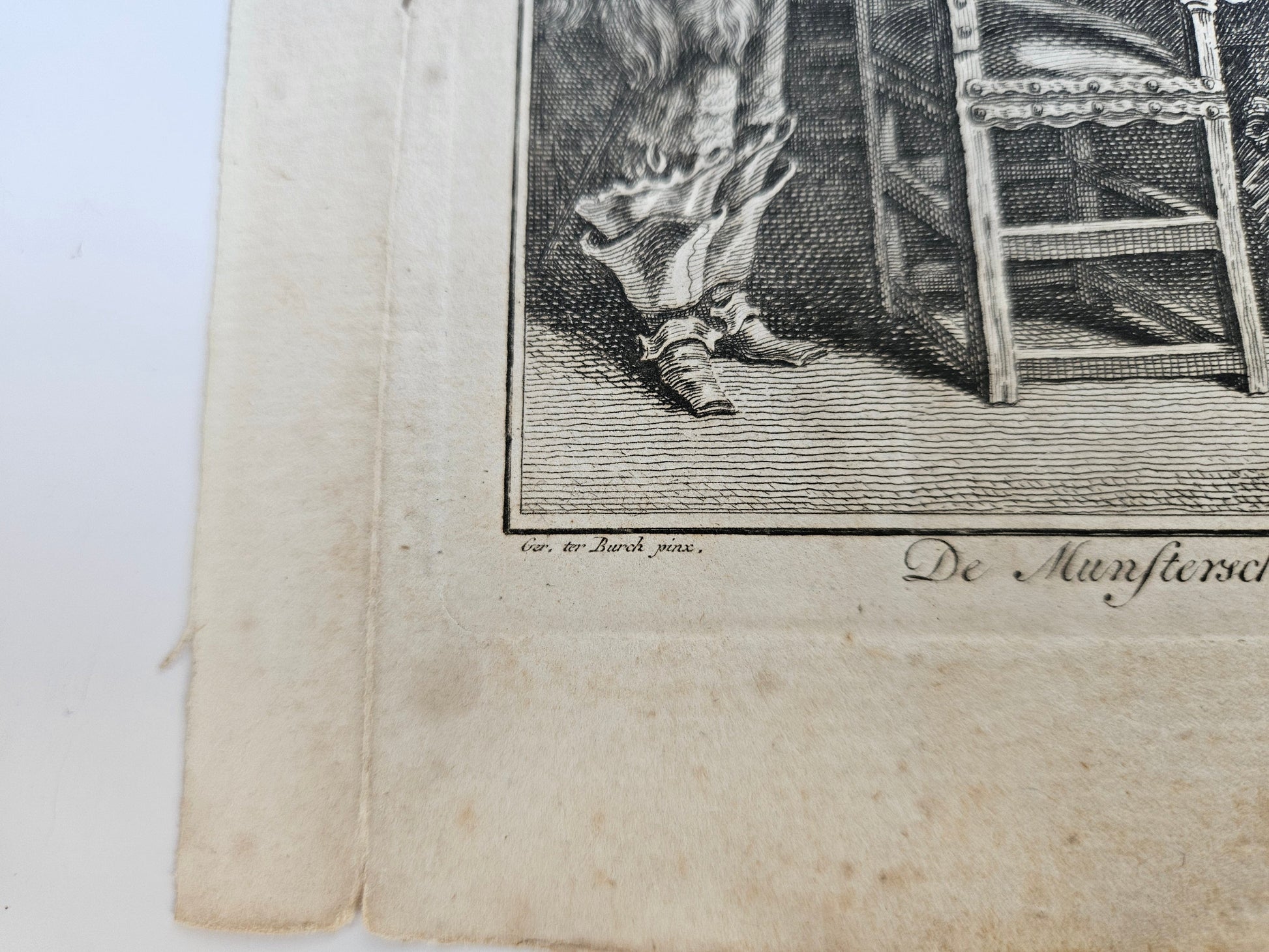 18e Eeuwse Kopergravure – Vrede van Münster (1648) – Illustratie uit Vaderlandsche Historie - Simon Fokke (1754