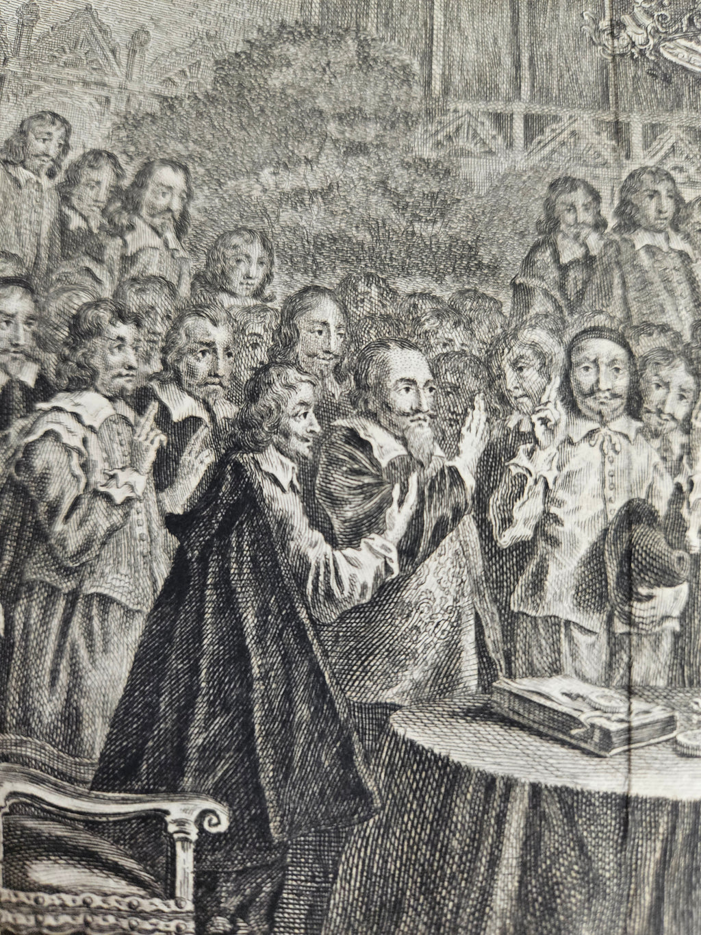 18e Eeuwse Kopergravure – Vrede van Münster (1648) – Illustratie uit Vaderlandsche Historie - Simon Fokke (1754