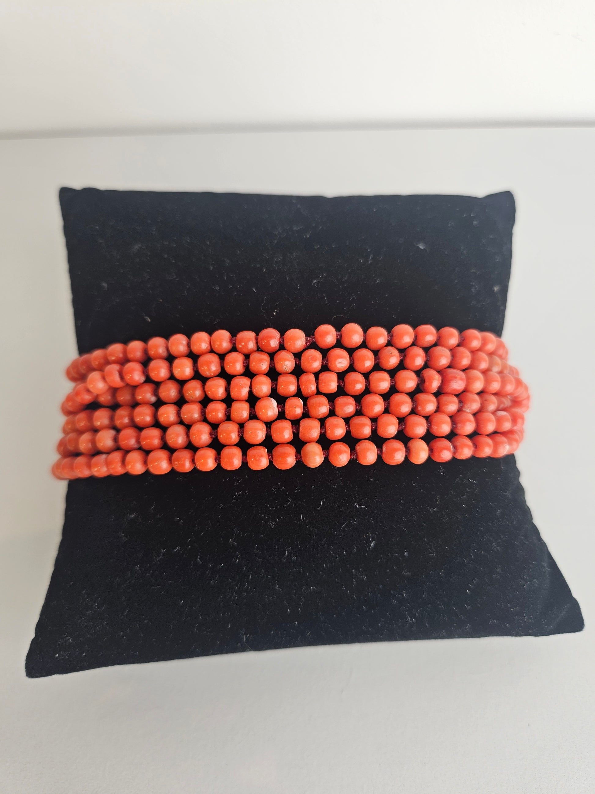 Vintage Blood Coral Necklace | Closed Necklace of Natural Red Beads