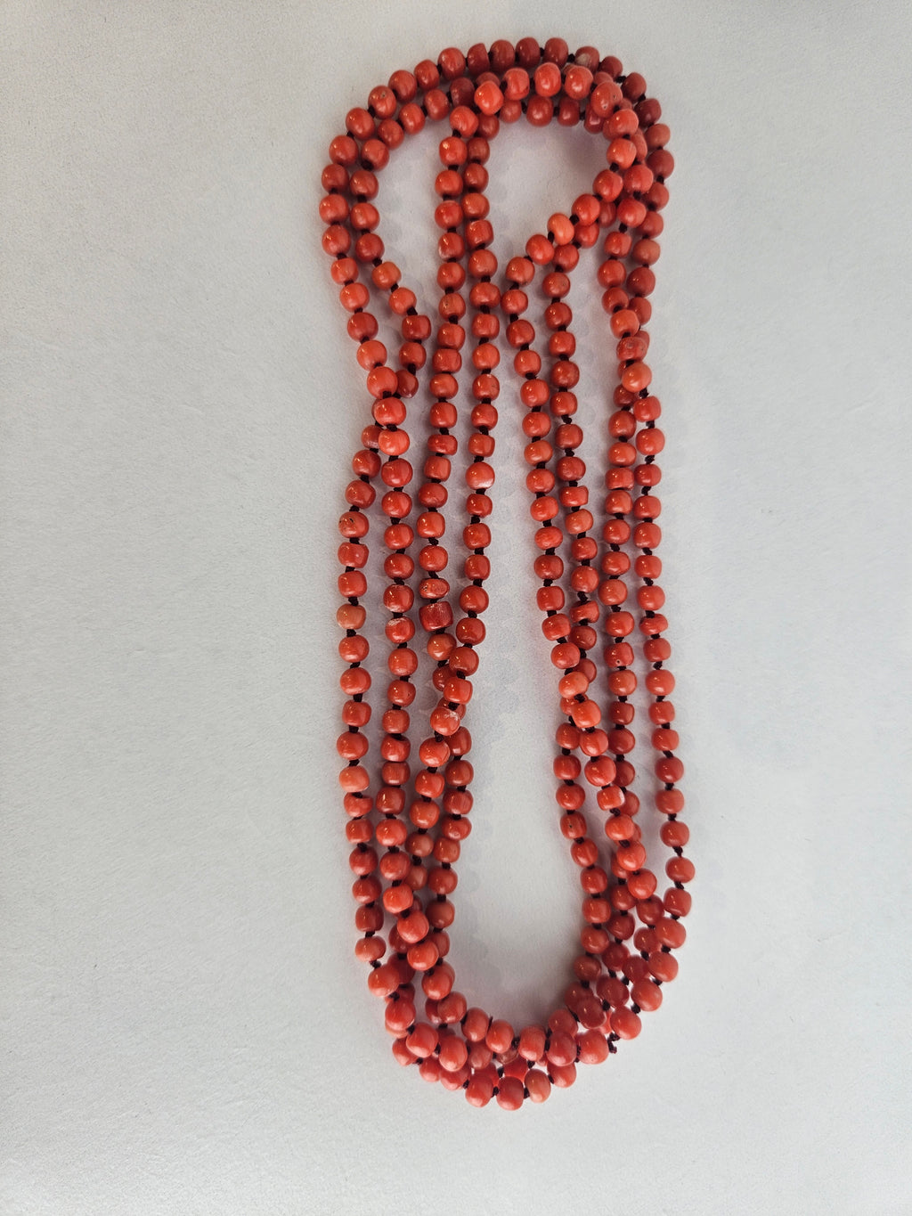 Vintage Blood Coral Necklace | Closed Necklace of Natural Red Beads