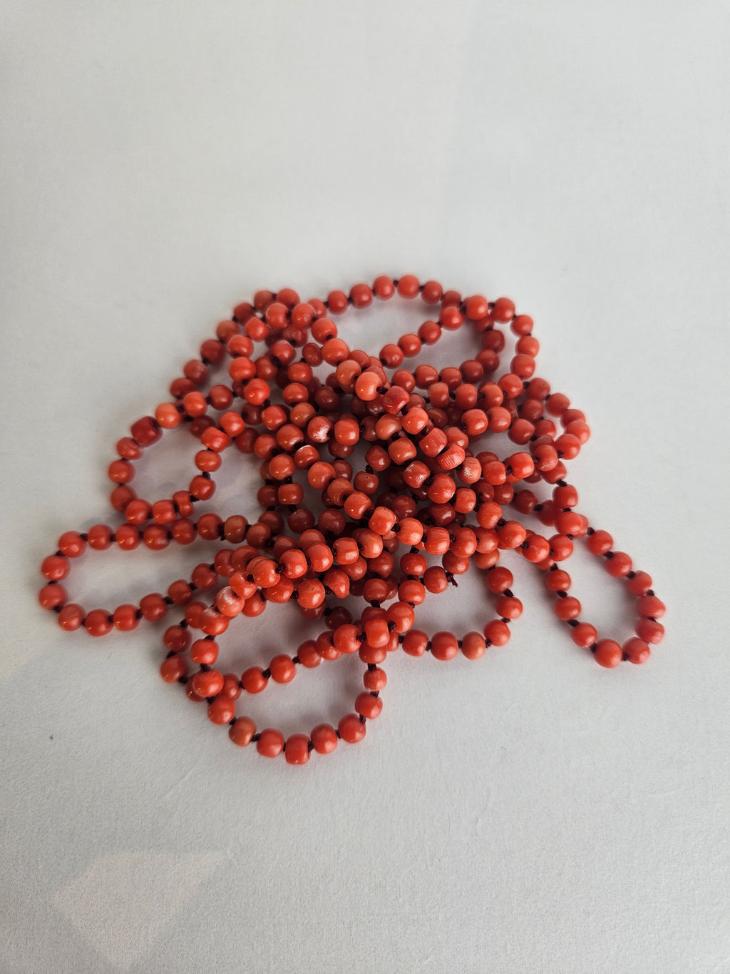 Vintage Blood Coral Necklace | Closed Necklace of Natural Red Beads