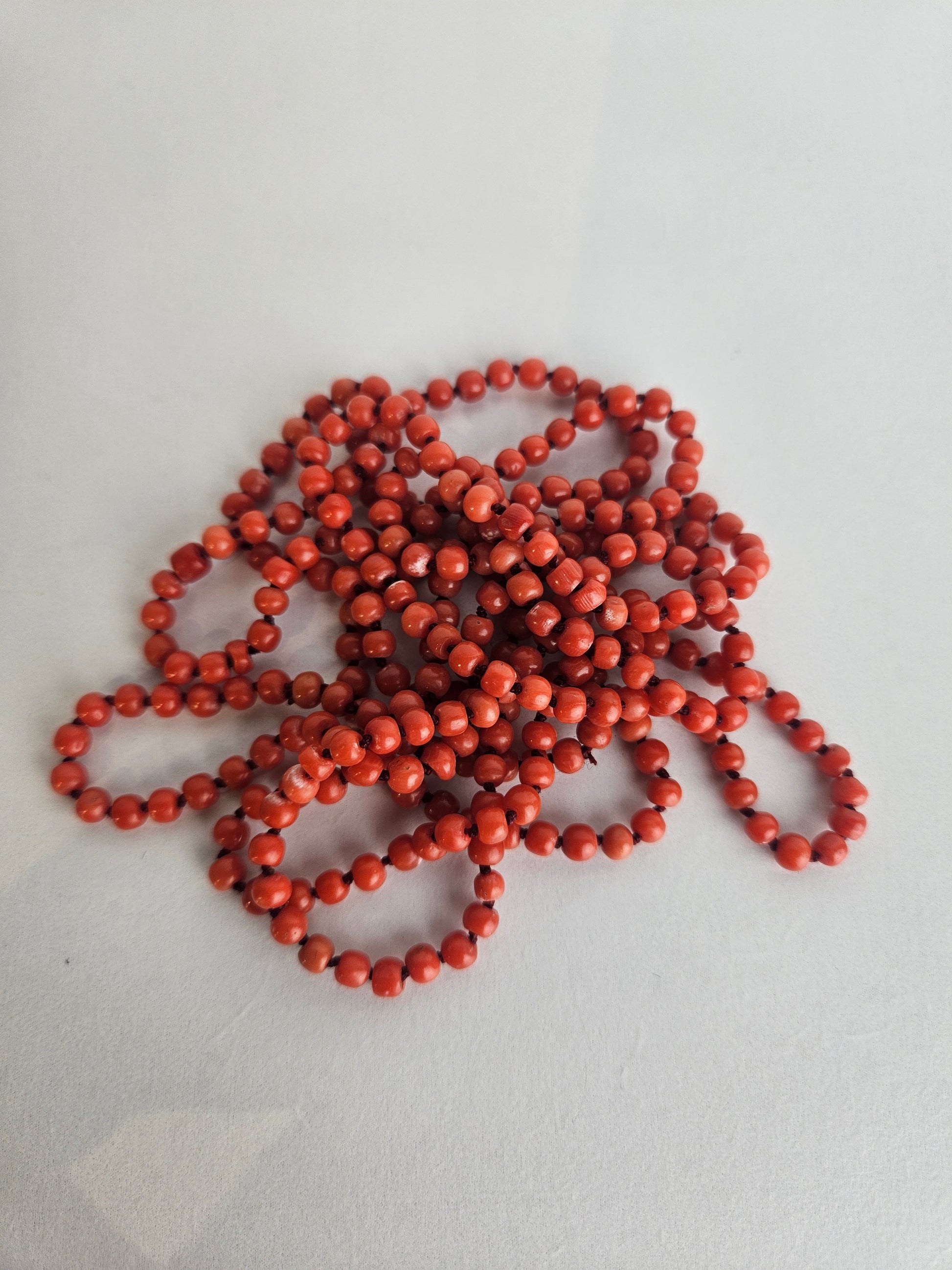 Vintage Blood Coral Necklace | Closed Necklace of Natural Red Beads