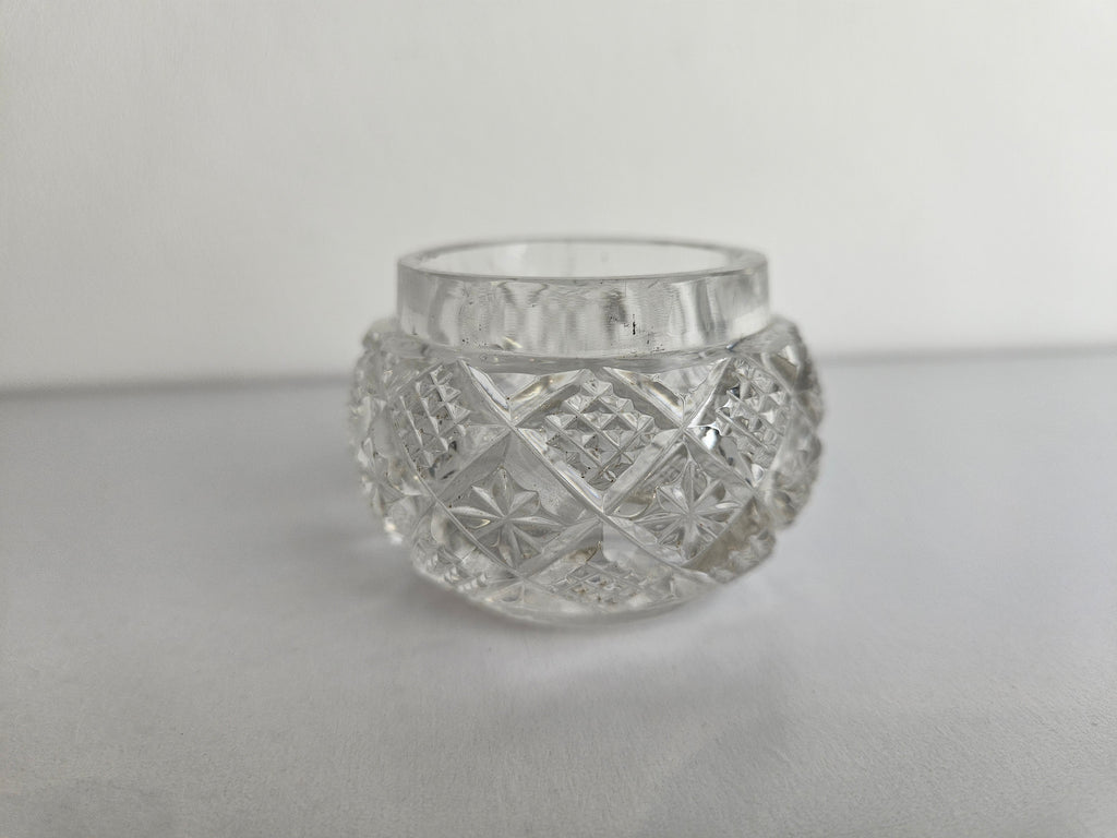 Kristallen Potje met Zilveren Deksel – Elegant Vintage Opbergdoosje