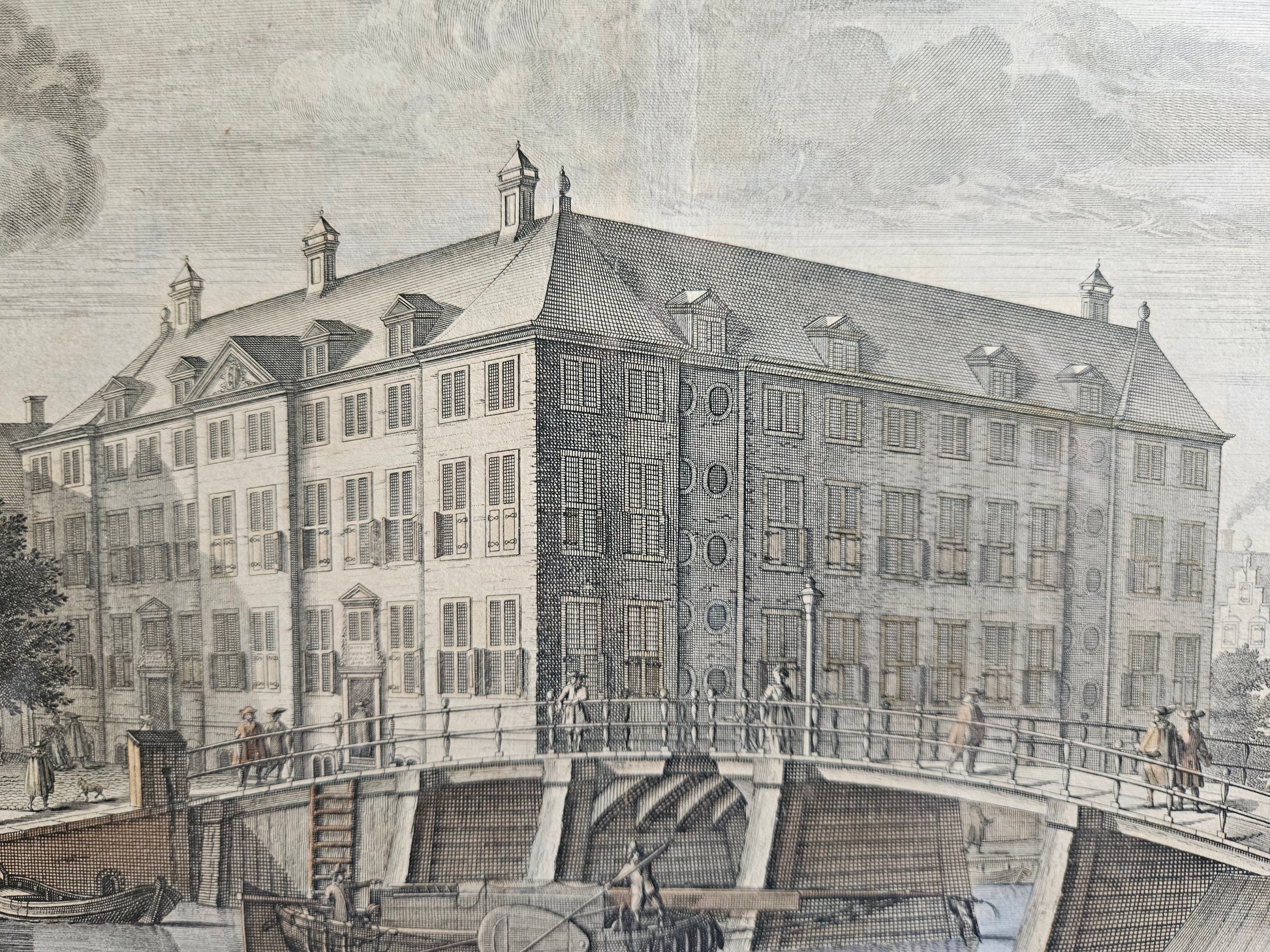 Antieke Kopergravure Amsterdam – Diaken Weeshuis aan de Amstel (ca. 1726)