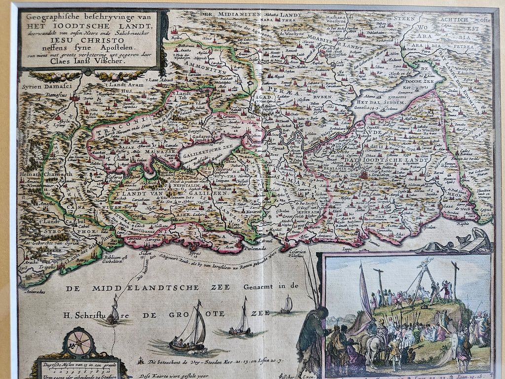 Zeldzame 17e-eeuwse Statenbijbelkaart "Het Beloofde Land" – Claes Jansz. Visscher (ca. 1642-1650)