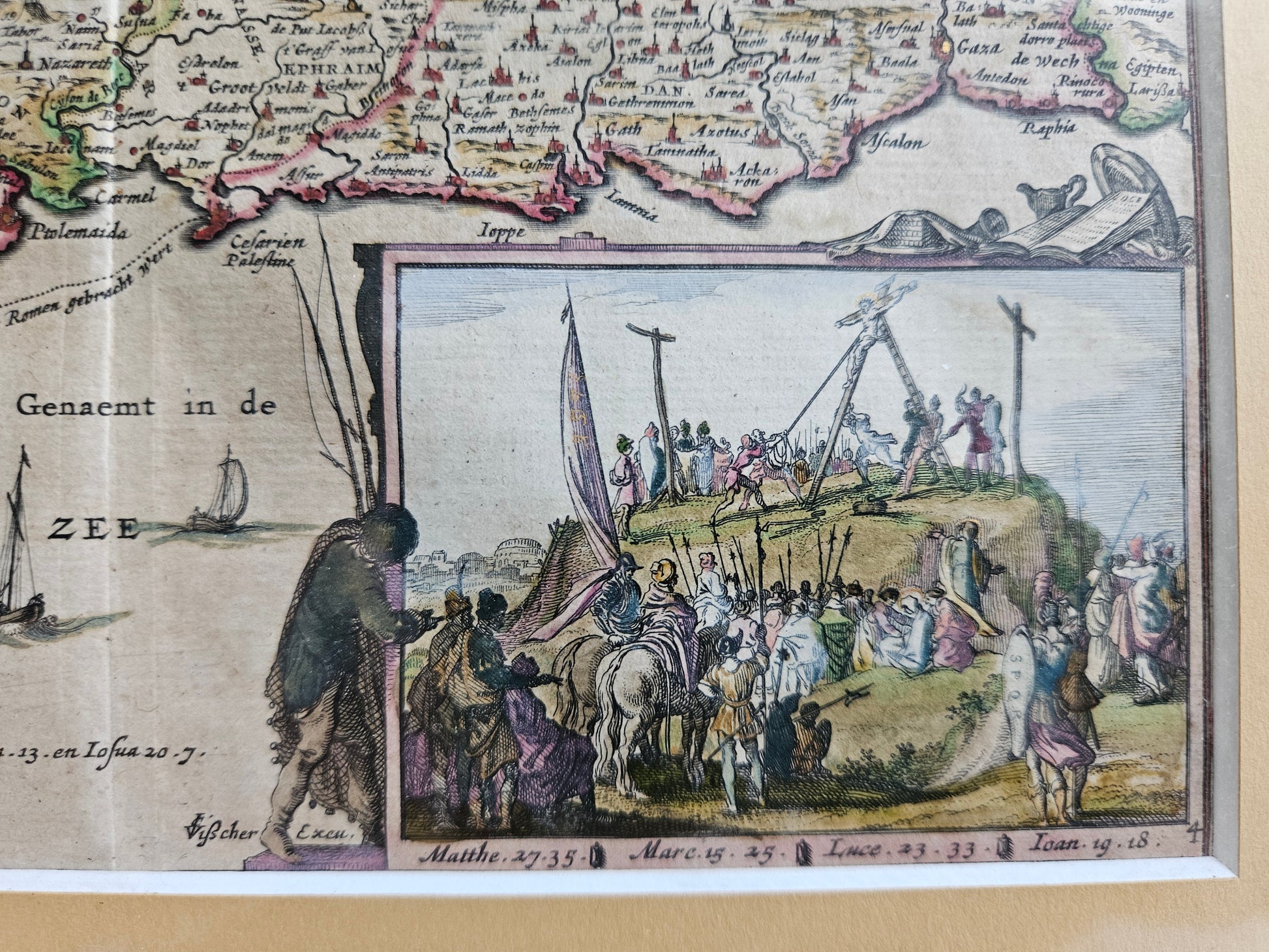 Zeldzame 17e-eeuwse Statenbijbelkaart "Het Beloofde Land" – Claes Jansz. Visscher (ca. 1642-1650)