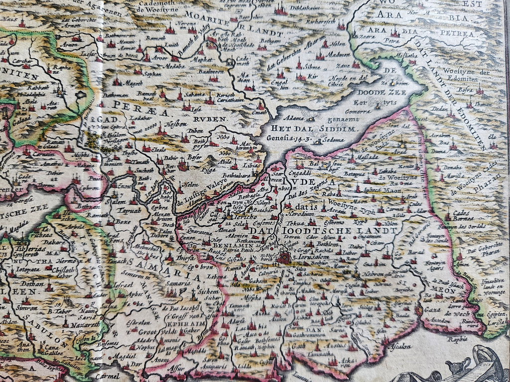 Zeldzame 17e-eeuwse Statenbijbelkaart "Het Beloofde Land" – Claes Jansz. Visscher (ca. 1642-1650)