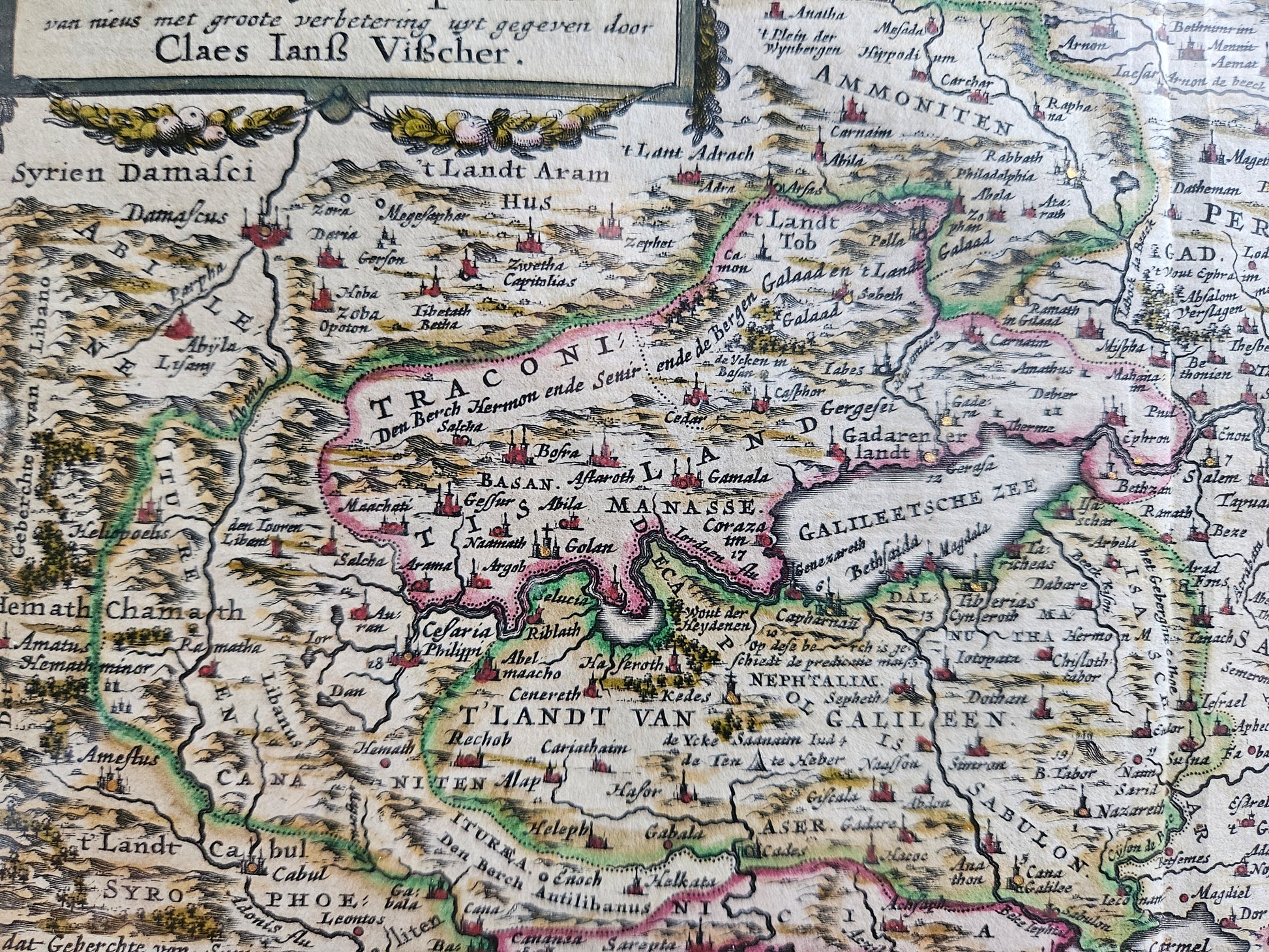 Zeldzame 17e-eeuwse Statenbijbelkaart "Het Beloofde Land" – Claes Jansz. Visscher (ca. 1642-1650)