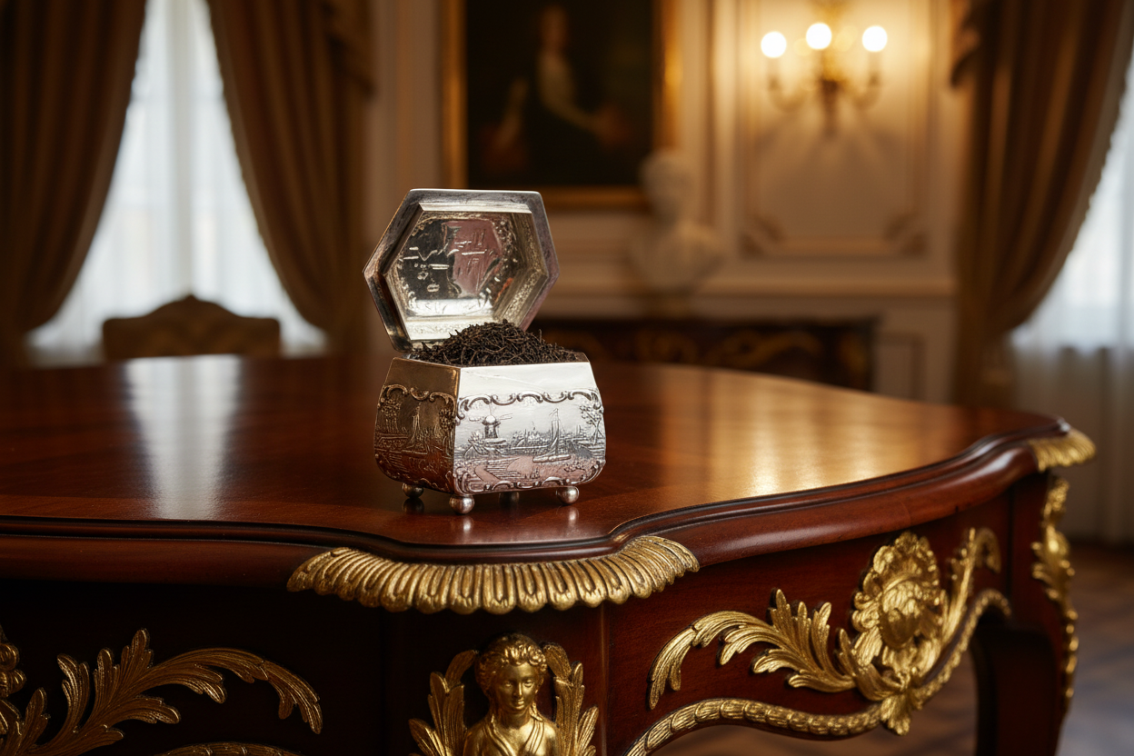 Antieke Zilveren Theebus – H.Hooijkaas Schoonhoven – Handgemaakt Zilverwerk met Reliëfdecor