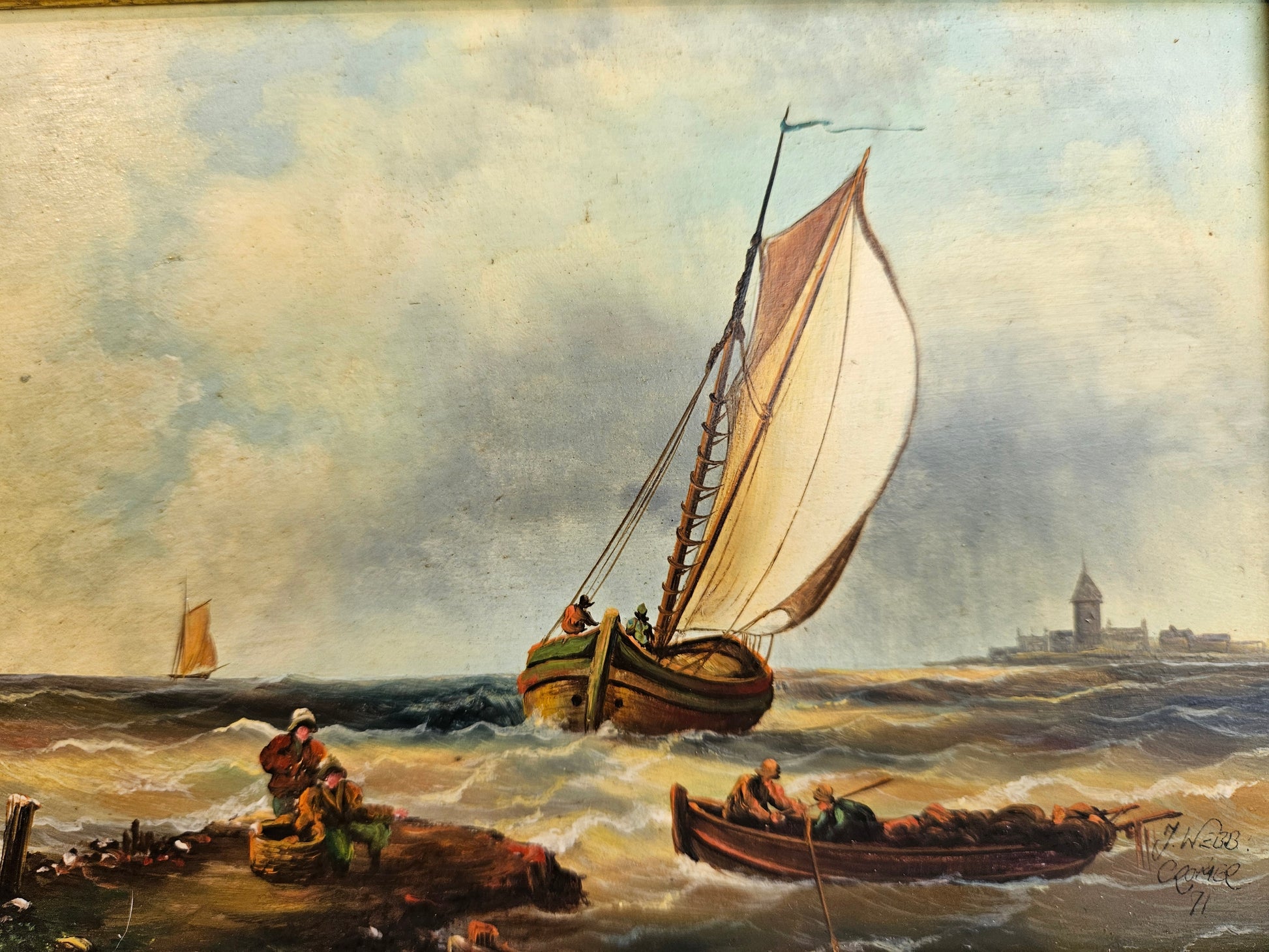 Marine tafereel met zeilschip – gesigneerd J. Webb (ca. 1871 - 1891)