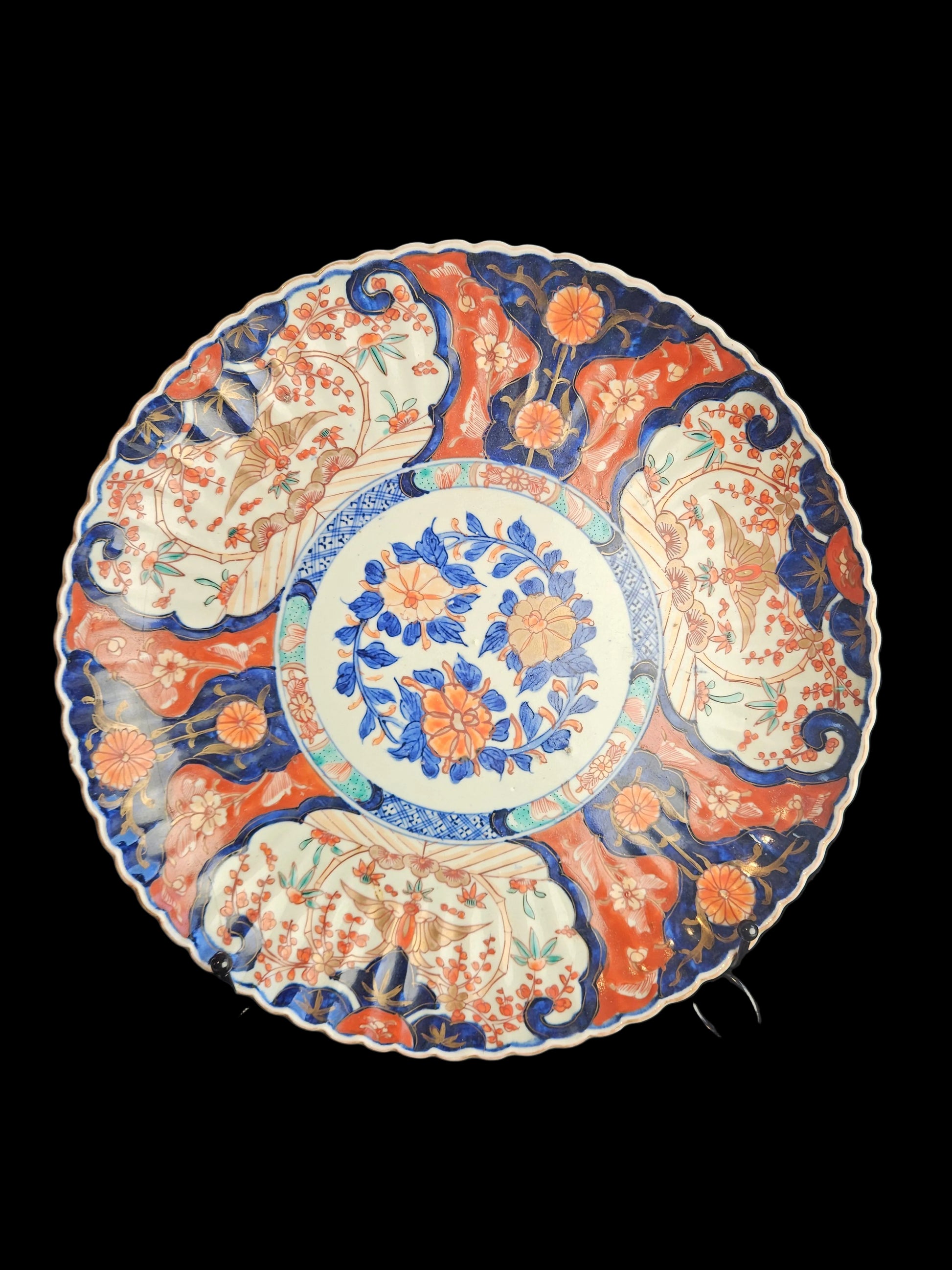 Antiek Japans Imari porselein bord (19e eeuw) – rijk gedecoreerd – Ø 31 cm