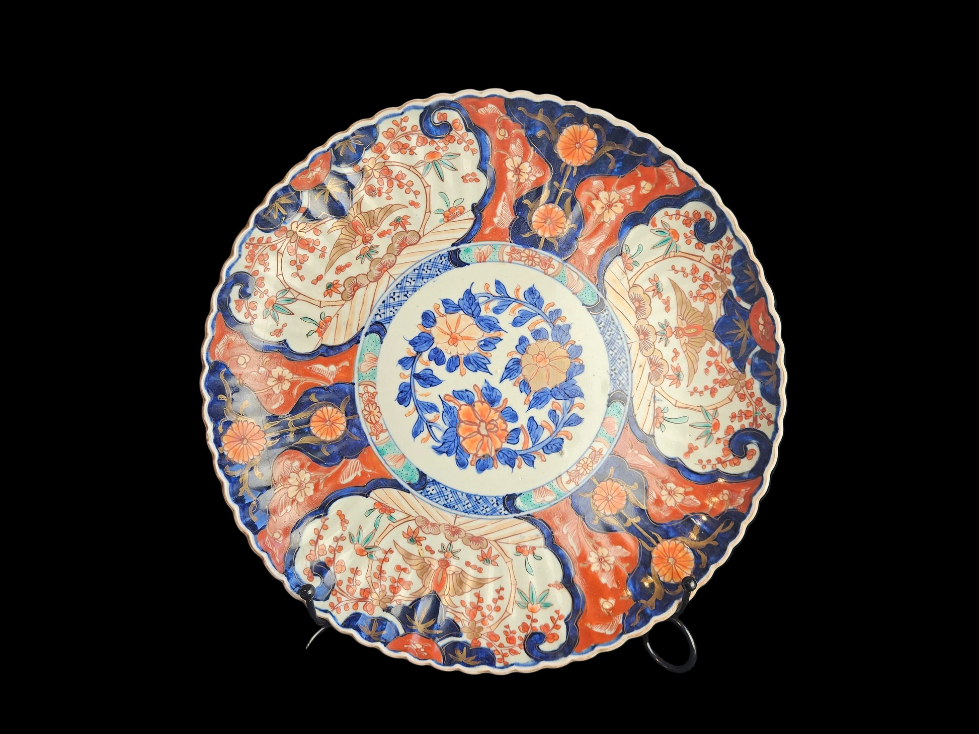 Antiek Japans Imari porselein bord (19e eeuw) – rijk gedecoreerd – Ø 31 cm