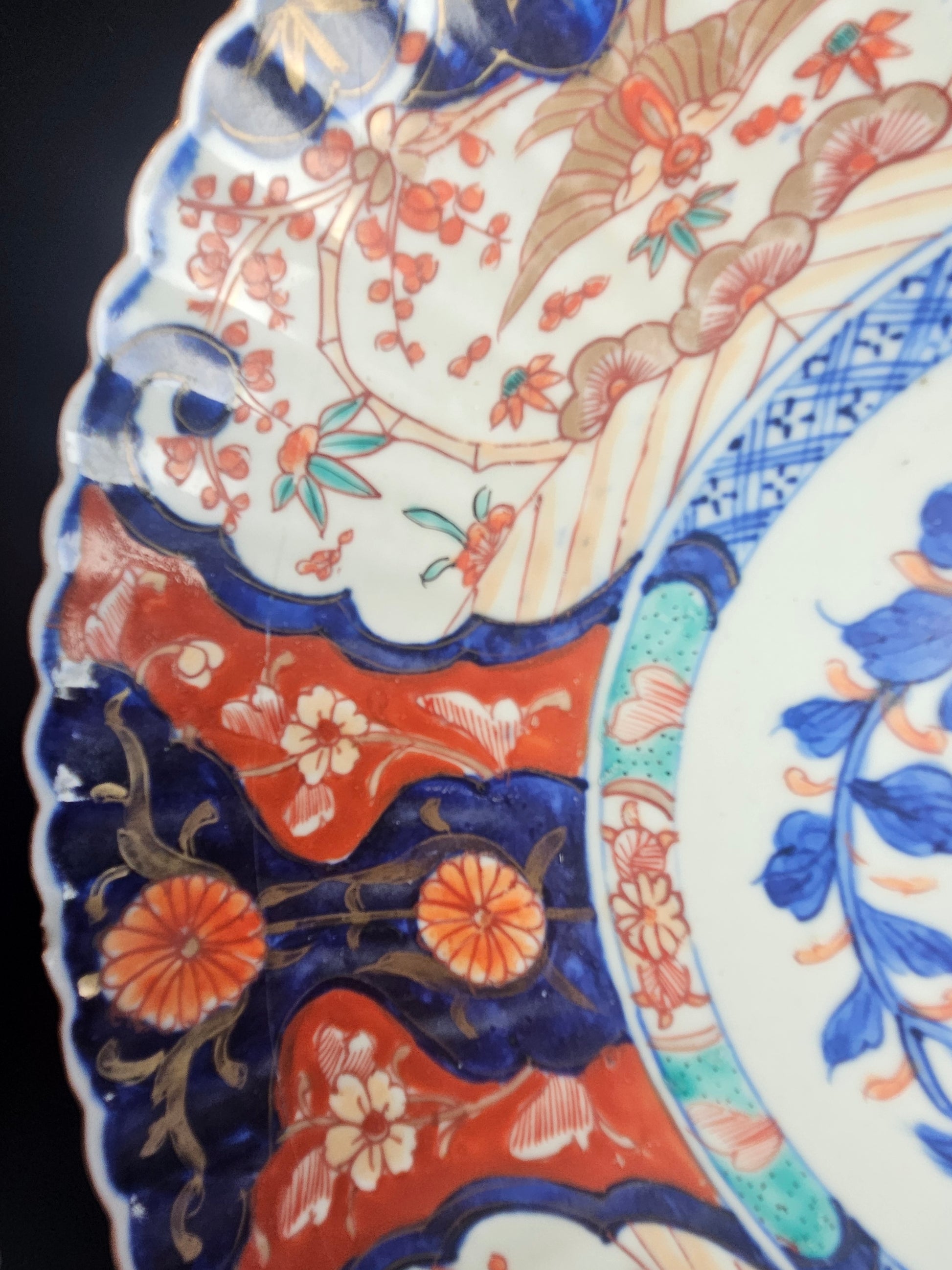 Antiek Japans Imari porselein bord (19e eeuw) – rijk gedecoreerd – Ø 31 cm