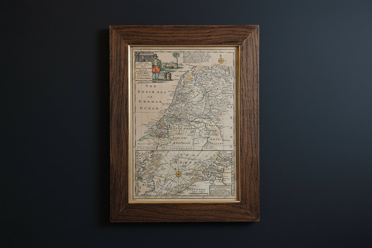 Zeldzame Antieke Kaart Nederland (1748) – Emanuel Bowen – Gebaseerd op Le Rouge & Astronomische Waarnemingen