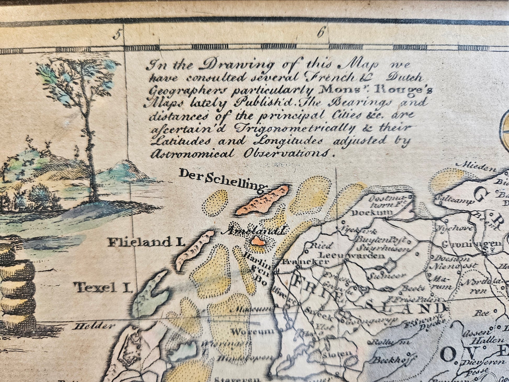 Zeldzame Antieke Kaart Nederland (1748) – Emanuel Bowen – Gebaseerd op Le Rouge & Astronomische Waarnemingen