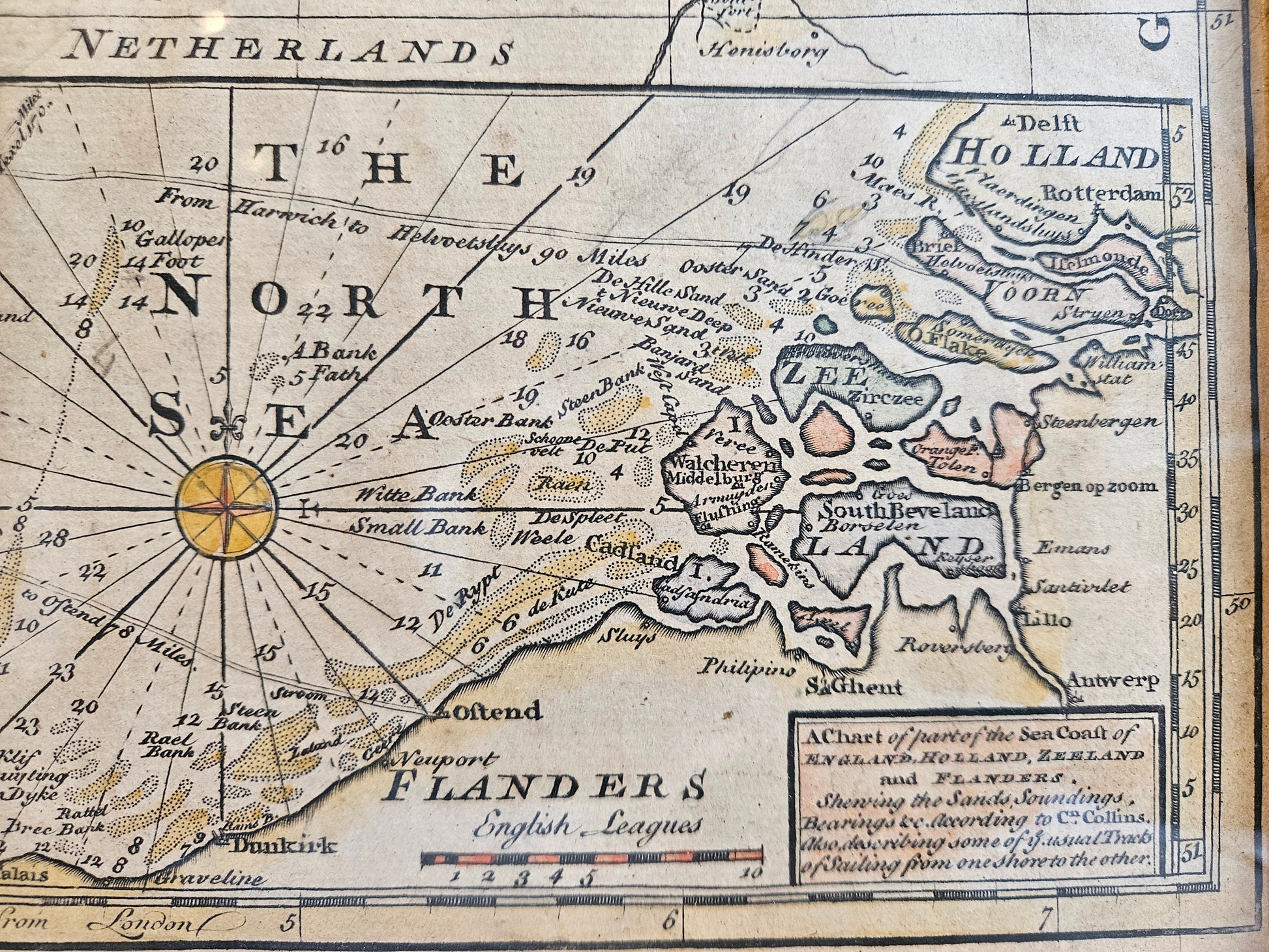 Zeldzame Antieke Kaart Nederland (1748) – Emanuel Bowen – Gebaseerd op Le Rouge & Astronomische Waarnemingen