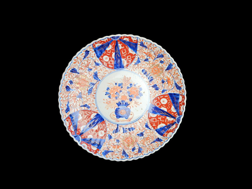 Groot Antiek Japans Imari Porseleinen Bord (Ø 30,5 cm) – Meiji-periode, 19e Eeuw