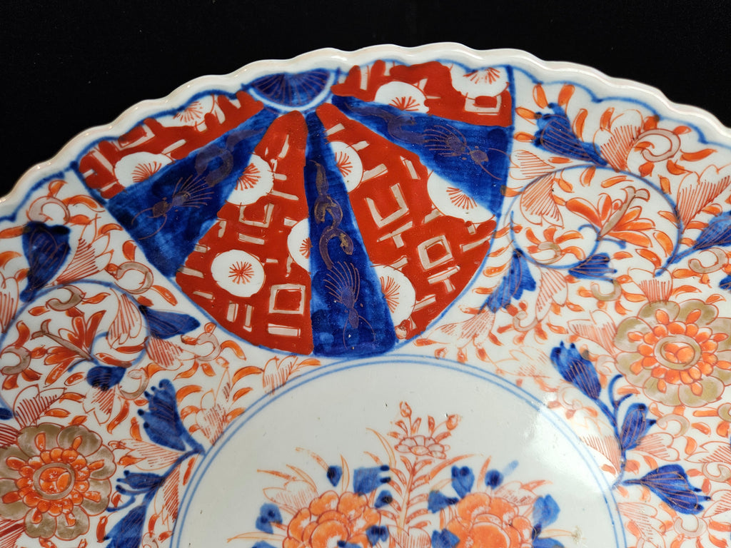 Groot Antiek Japans Imari Porseleinen Bord (Ø 30,5 cm) – Meiji-periode, 19e Eeuw