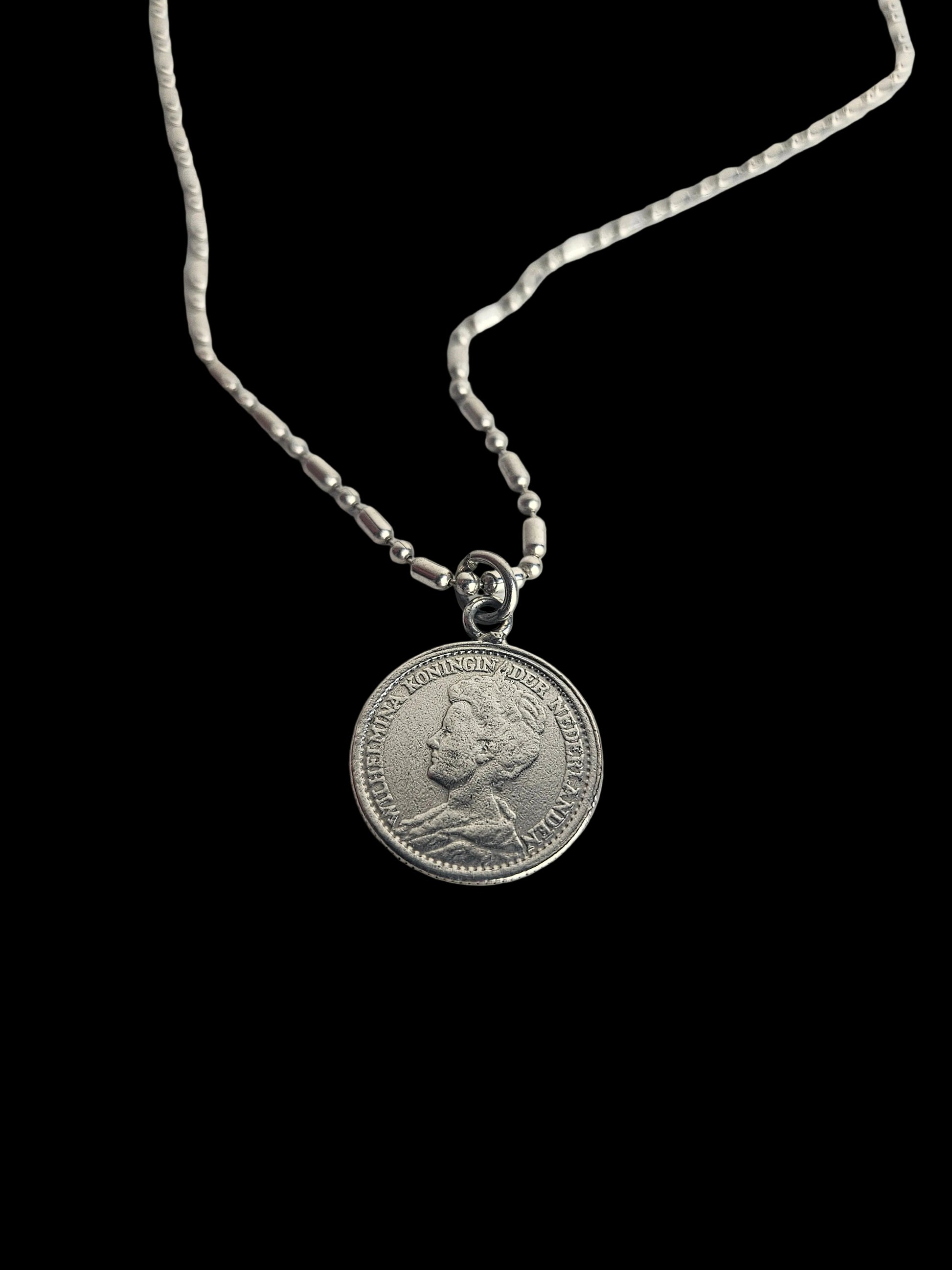 Zilveren Munthanger Ketting – Authentiek Kwartje 1918 – Stil Verzet Tweede Wereldoorlog