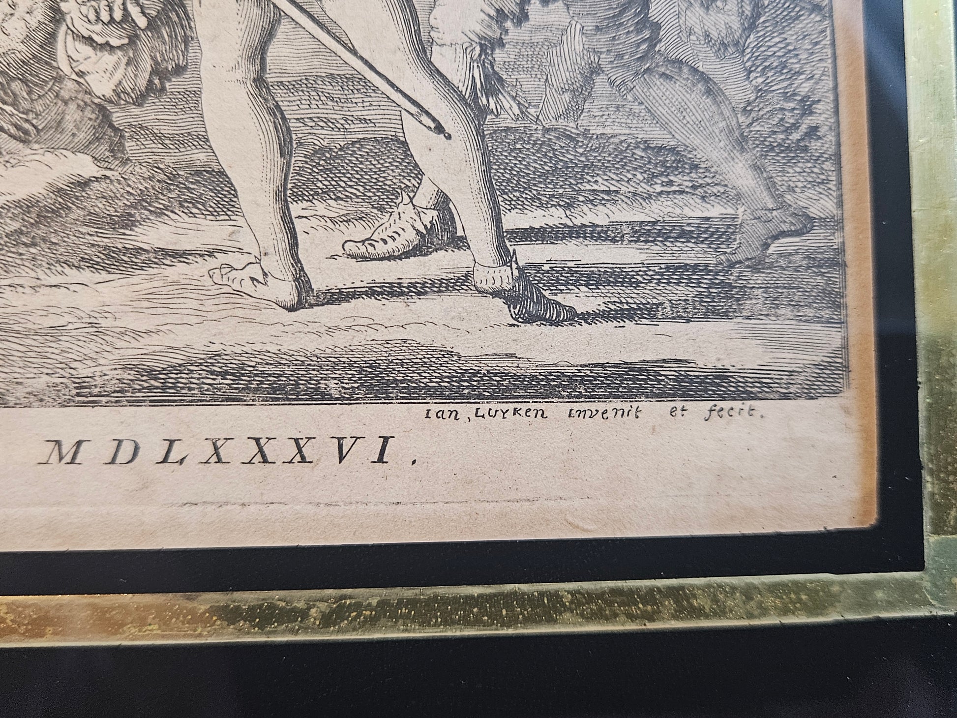 Antieke kopergravure “Het Beleg van Grave” – Jan Luyken – ingelijst historisch tafereel