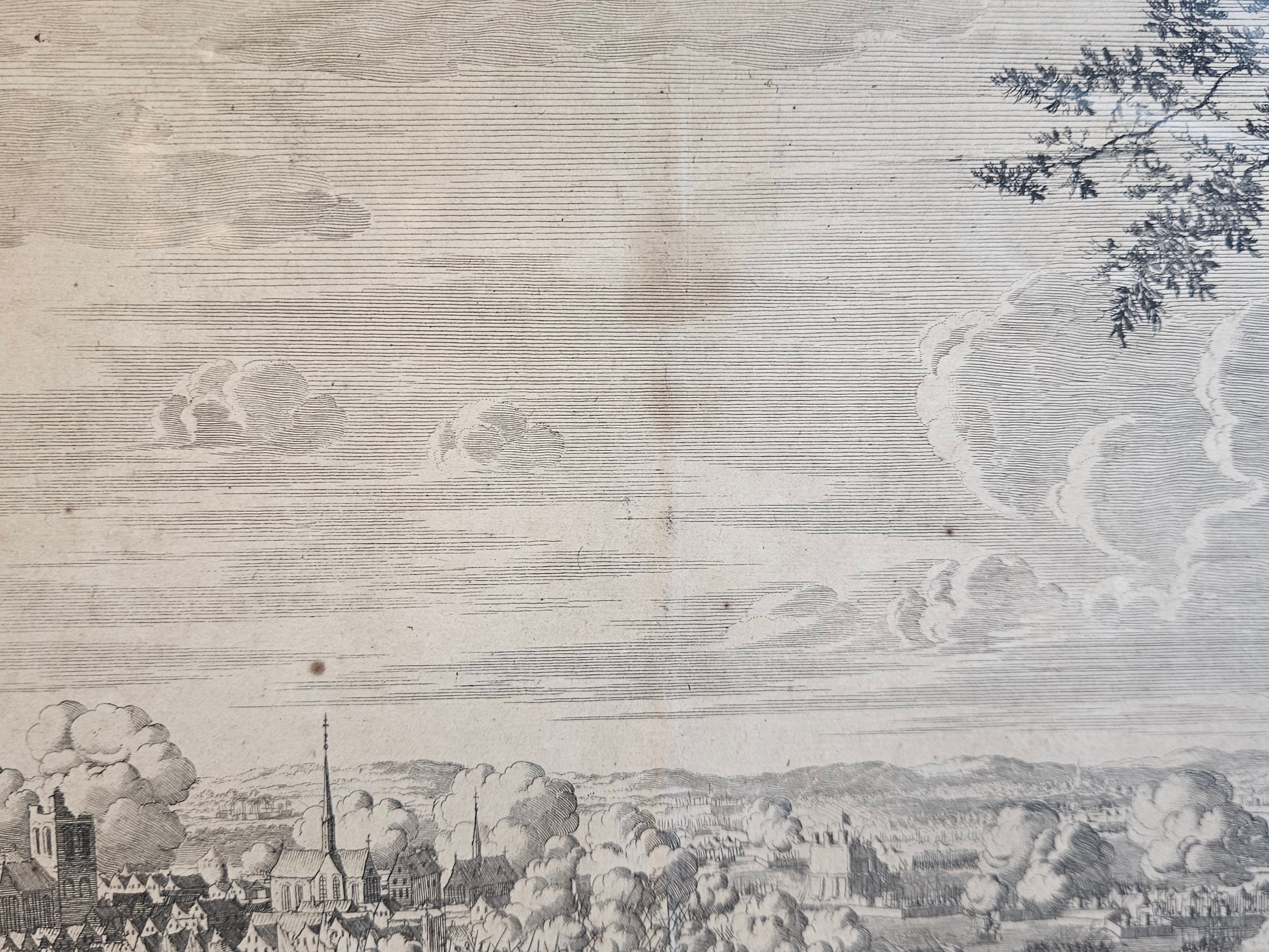 Antieke kopergravure “Het Beleg van Grave” – Jan Luyken – ingelijst historisch tafereel