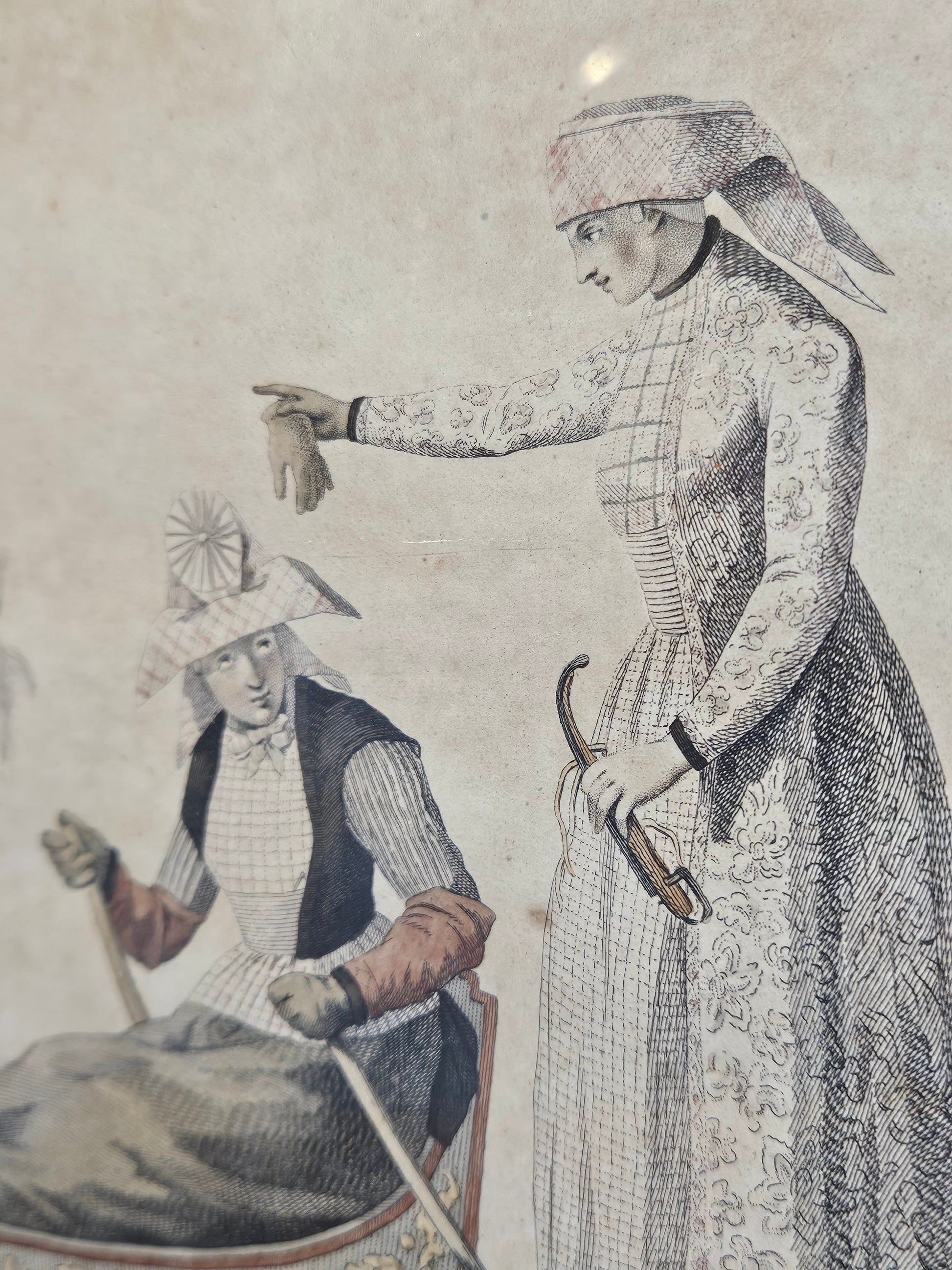 Ingelijste 19e-eeuwse spotprent – J. Kuyper – Amsterdam 1804 – handgekleurde gravure