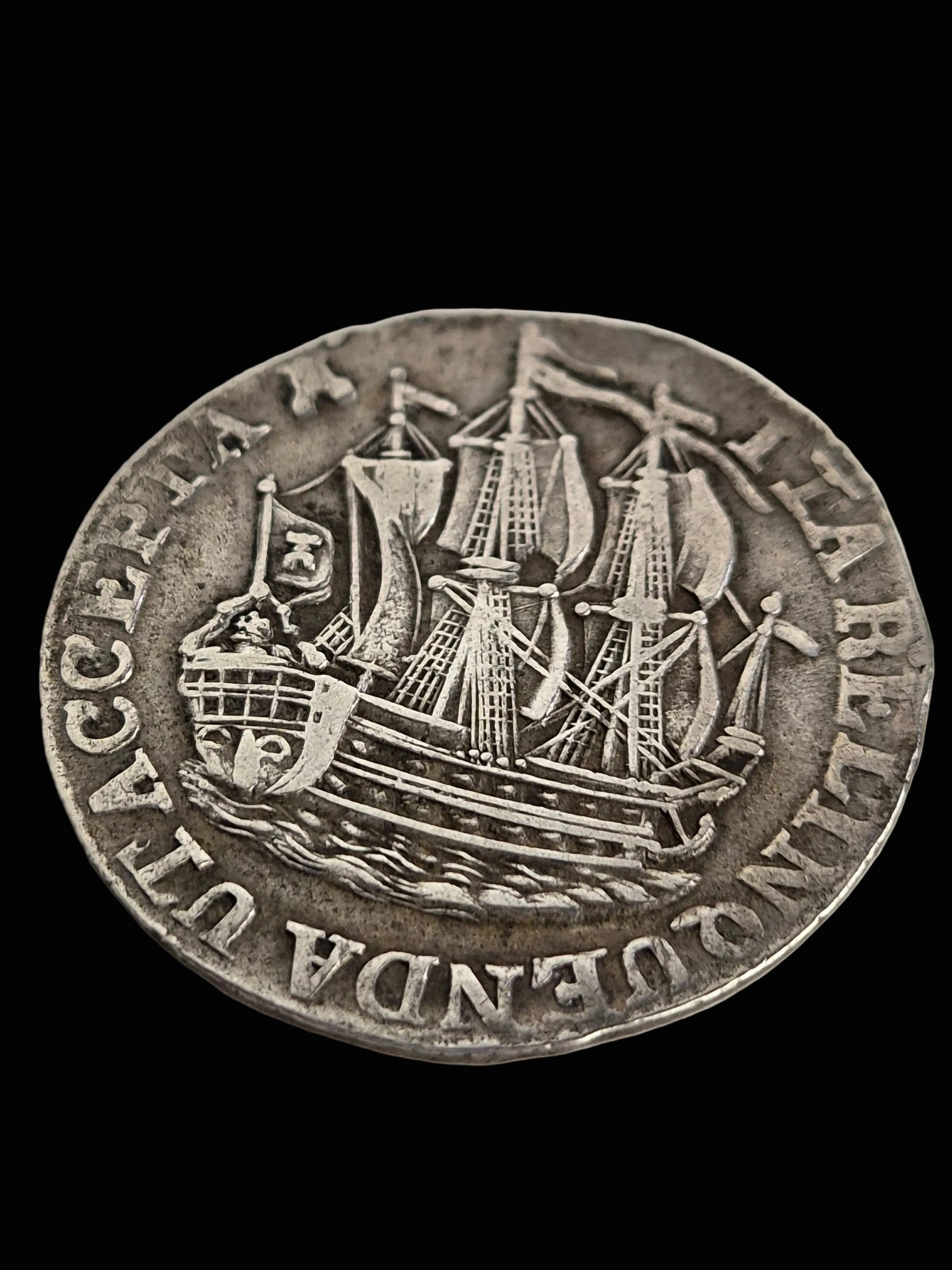 18e-eeuwse Zilveren Scheepjesschelling 1766 – Zeeland – VOC Tijdperk maritieme munt