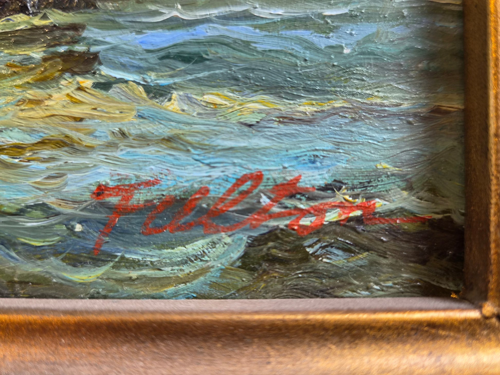 Maritiem olieverfschilderij op paneel – “Fulton” – Zeilschepen op zee – Ingelijst