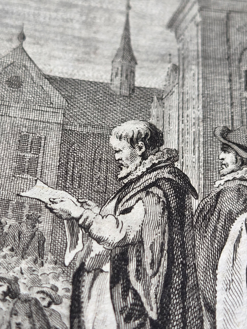 18e-eeuwse kopergravure “Het Aflezen der Pacificatie van Gent” – Reinier Vinkeles – 1787