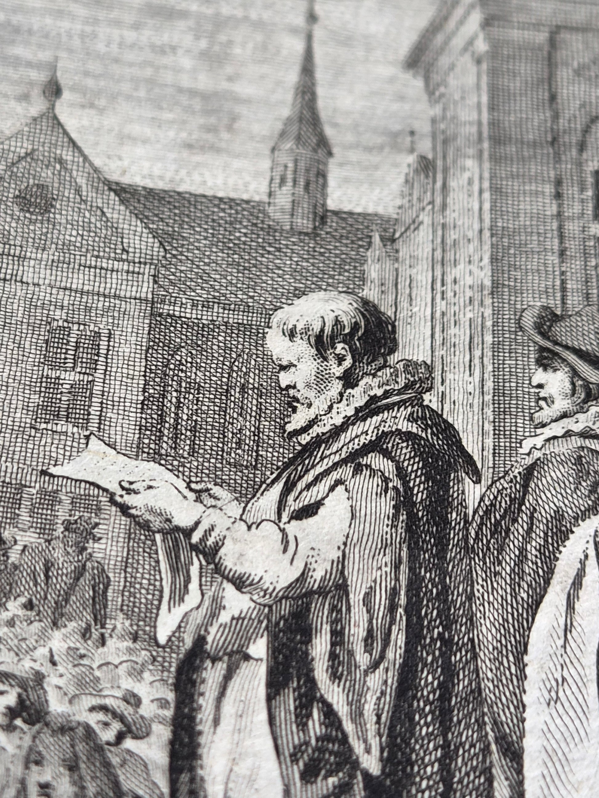 18e-eeuwse kopergravure “Het Aflezen der Pacificatie van Gent” – Reinier Vinkeles – 1787
