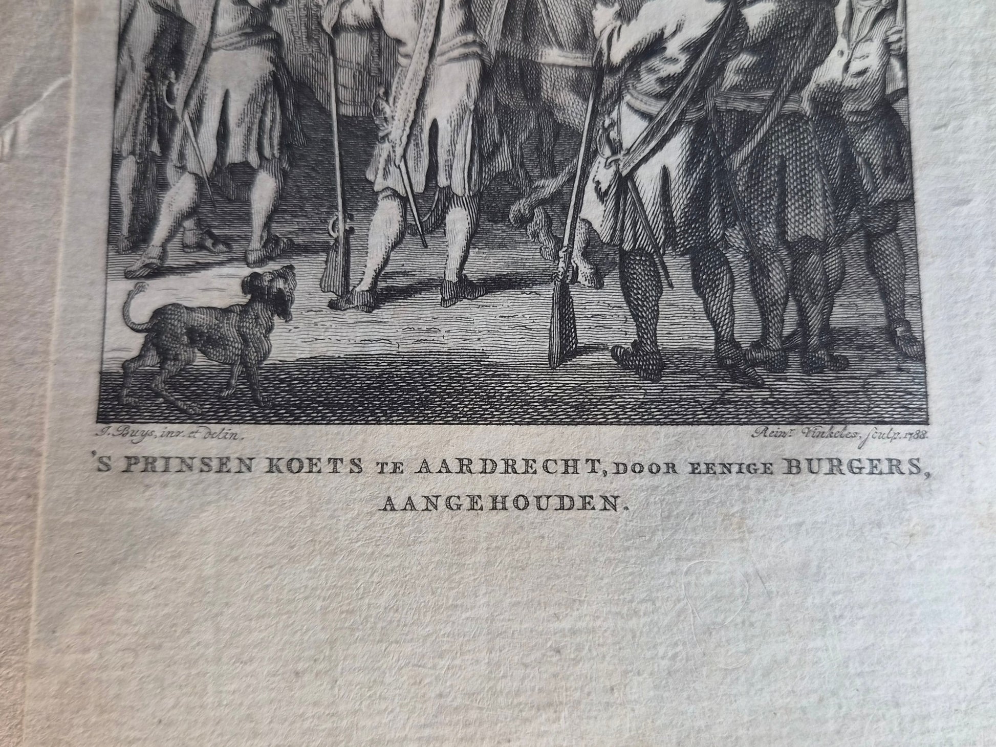 18e-eeuwse kopergravure “’s Prinsen Koets te Aardrecht” – Reinier Vinkeles – 1788