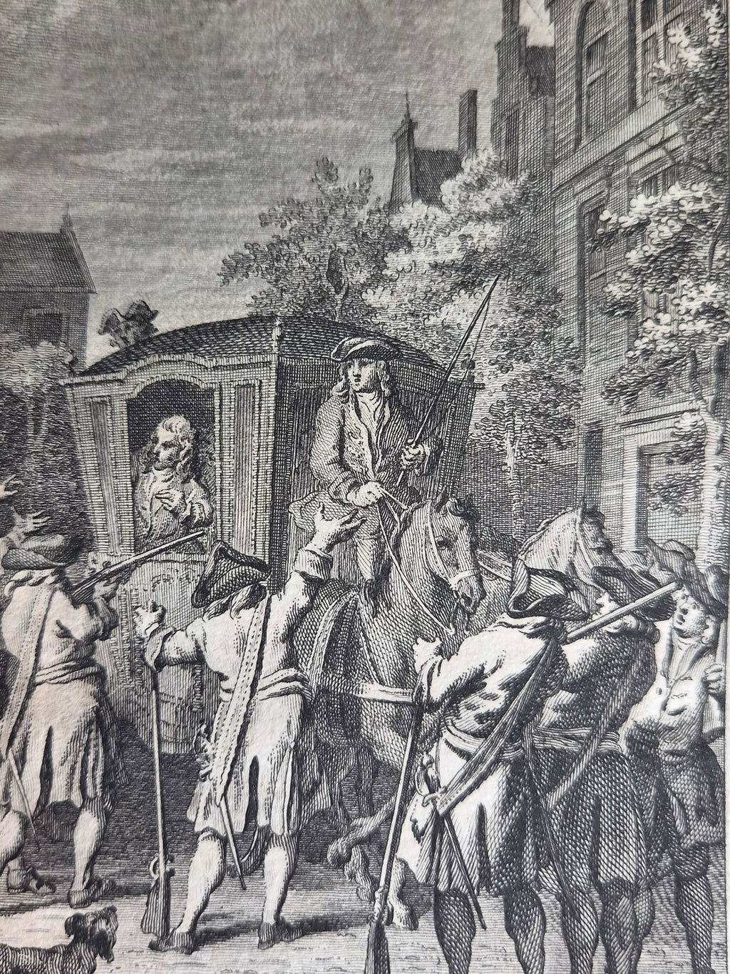 18e-eeuwse kopergravure “’s Prinsen Koets te Aardrecht” – Reinier Vinkeles – 1788