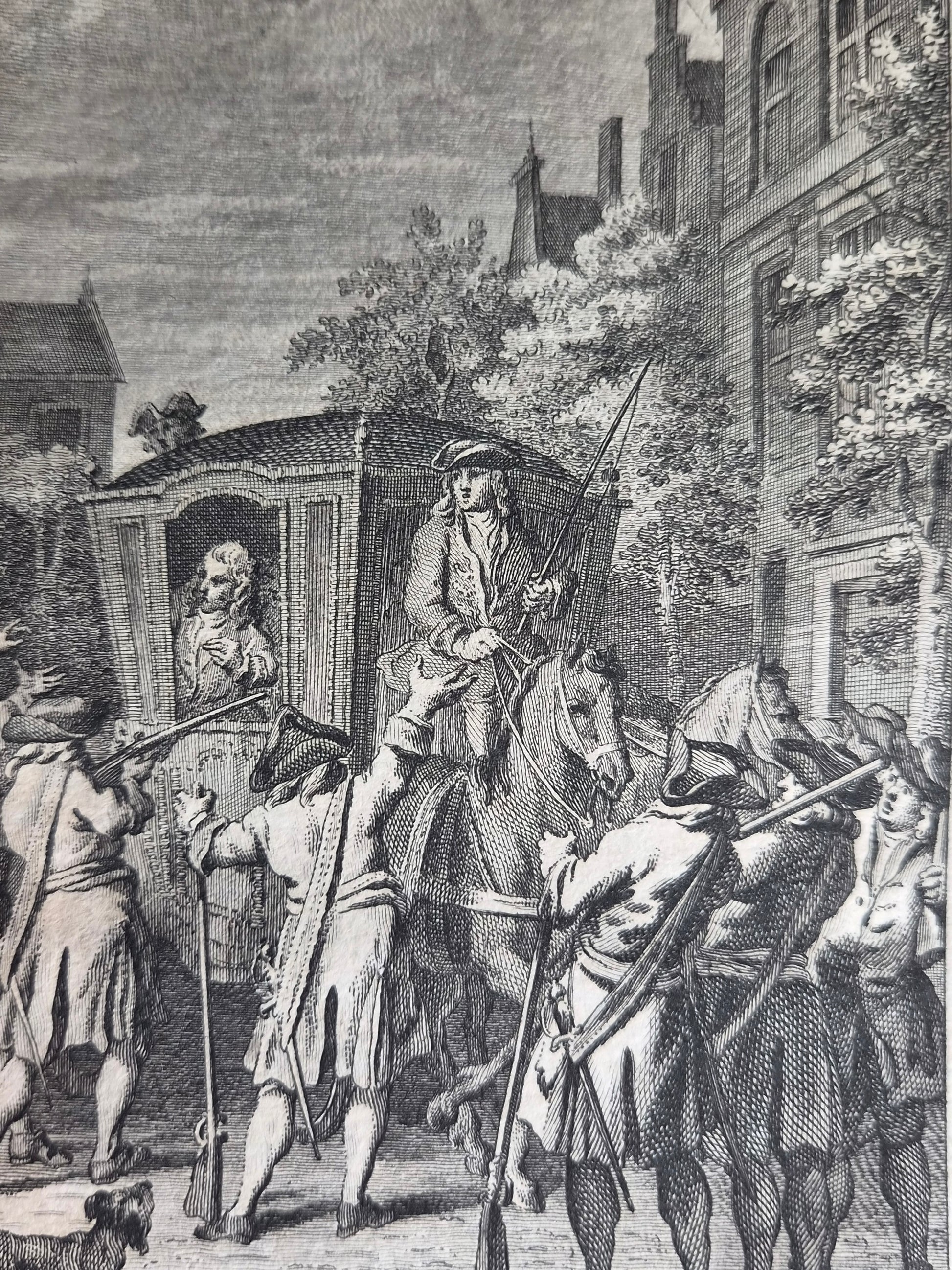 18e-eeuwse kopergravure “’s Prinsen Koets te Aardrecht” – Reinier Vinkeles – 1788