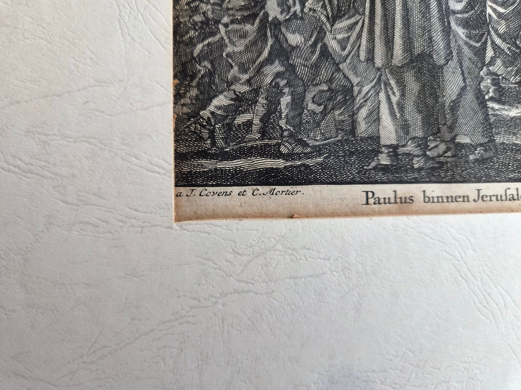 Jan Luyken – “Paulus wordt binnen Jeruzalem gevangen genomen” – Monumentale 18e-eeuwse Bijbelse Kopergravure
