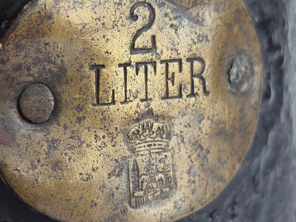 Antieke Geijkte IJzeren Inhoudsmaat – 2 Liter – Nederlandse Handelsmaat - Middelburg