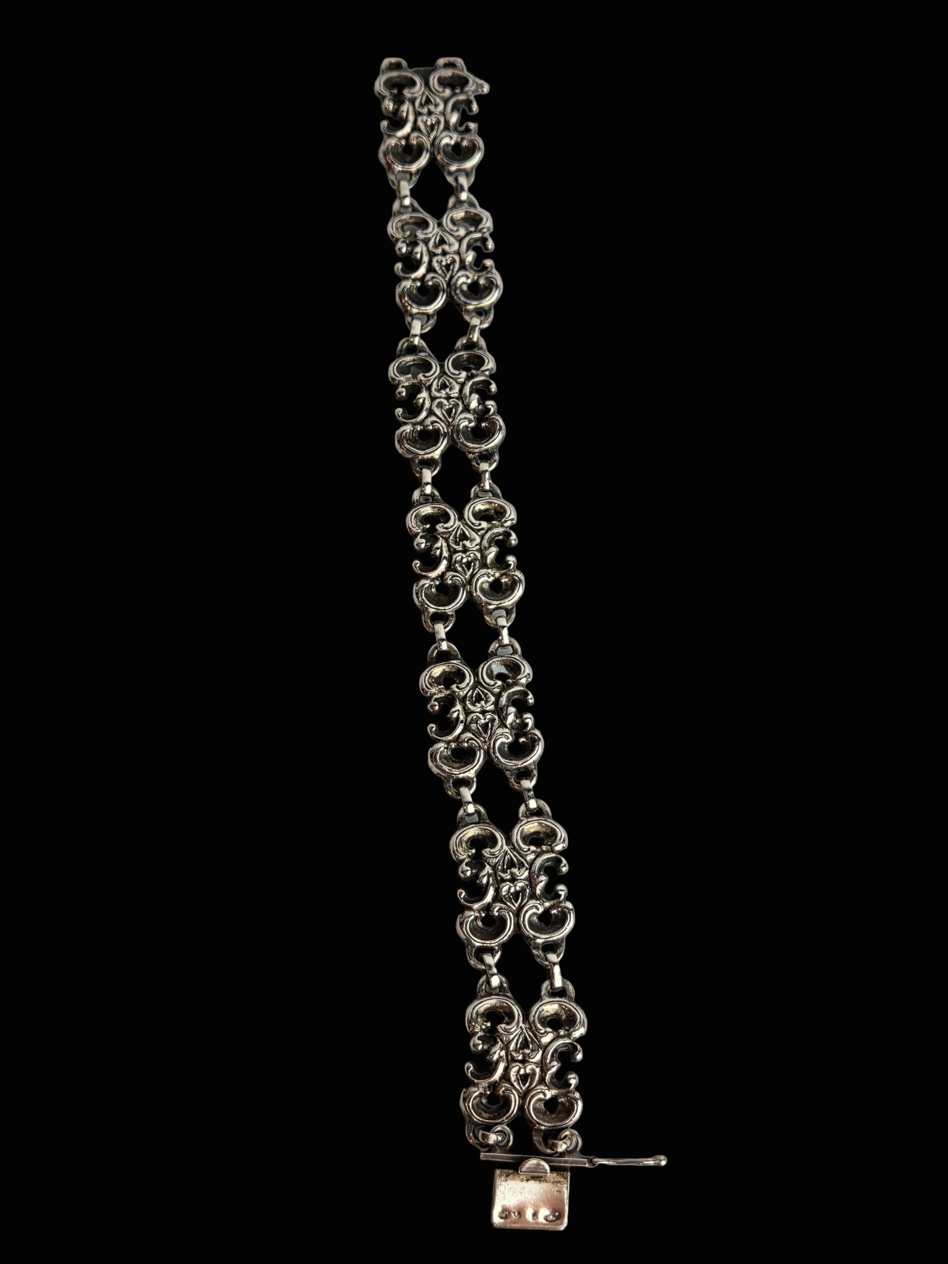 Vintage Schakelarmband – Opengewerkt Filigrain – Barok Design - 835 Zilver