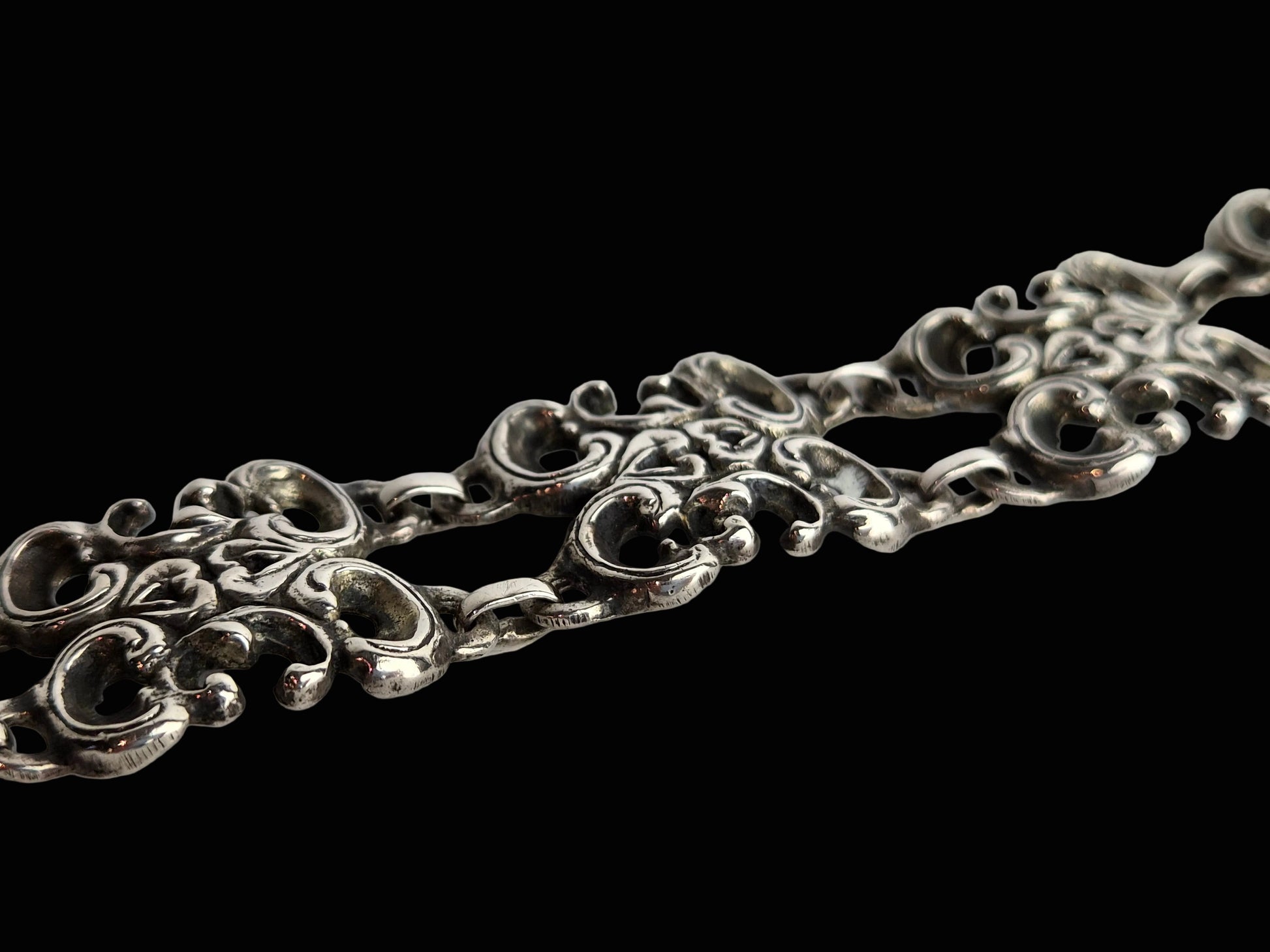 Vintage Schakelarmband – Opengewerkt Filigrain – Barok Design - 835 Zilver