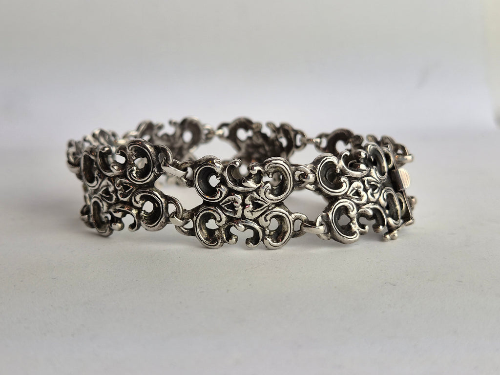 Vintage Schakelarmband – Opengewerkt Filigrain – Barok Design - 835 Zilver