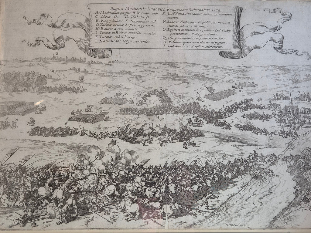 Zeventiende-eeuwse Gravure: Slag op de Mookerheide (1574) – Johann Wilhelm Baur