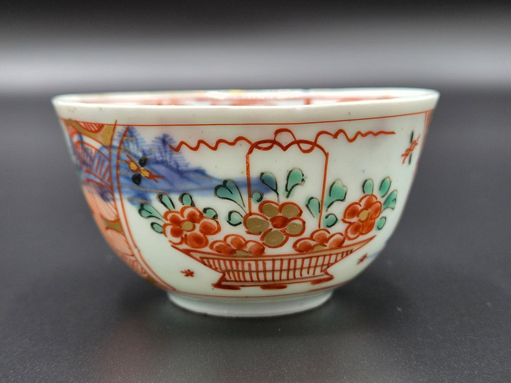 Antiek Chinees Porseleinen Kop en Schotel – Amsterdams Bont – Handbeschilderd - Qing-dynastie (Qianlong-periode, ca. 1740-1760)