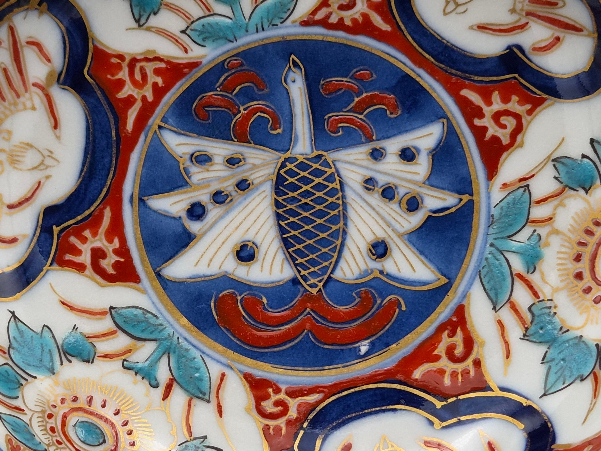 Antieke Japanse Imari Kom – Arita Porselein - Ø 11,6 cm – Fuku Merk – Edo / Vroege Meiji Periode (ca. 1840–1890)