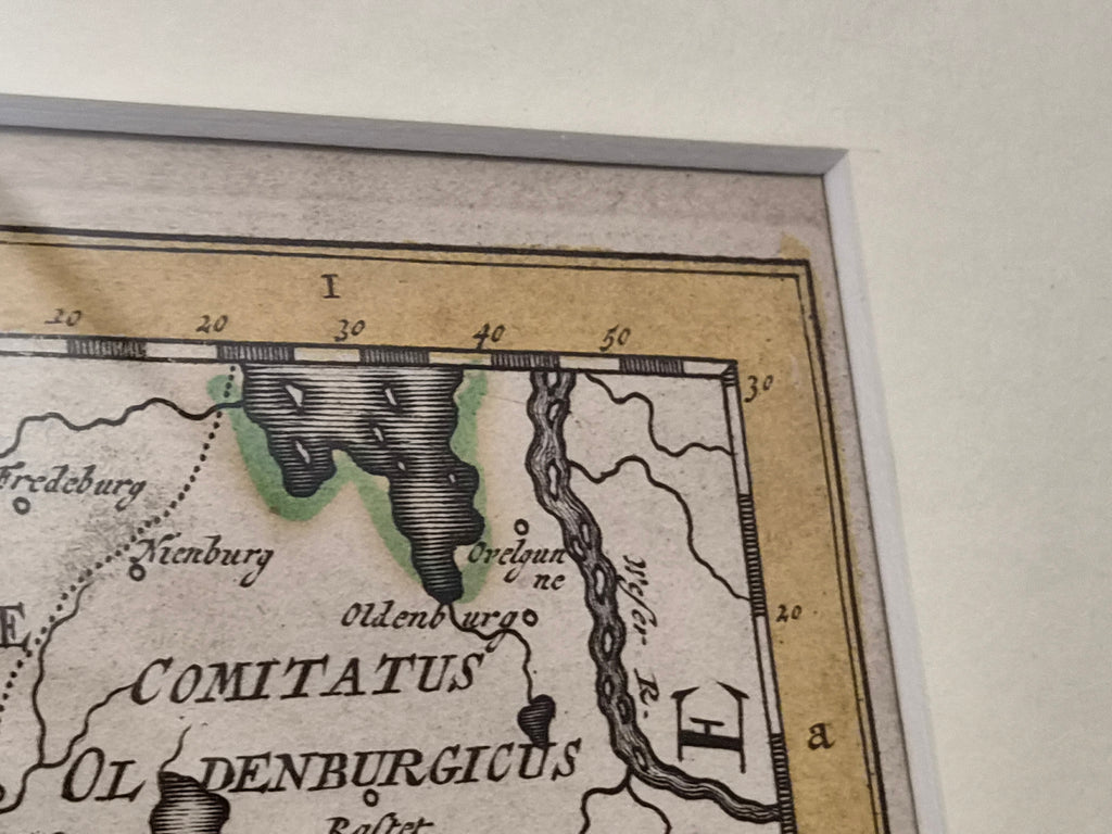 Antieke Handgekleurde Kaart van de Zeventien Provinciën – Petrus Schenk naar Nicolaes Visscher (1704) – Ingelijst