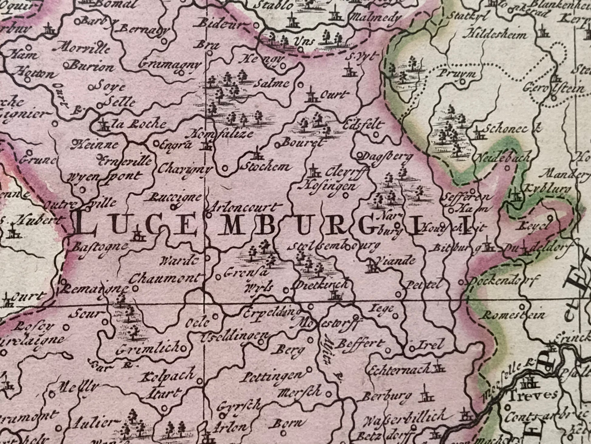 Antieke Handgekleurde Kaart van de Zeventien Provinciën – Petrus Schenk naar Nicolaes Visscher (1704) – Ingelijst