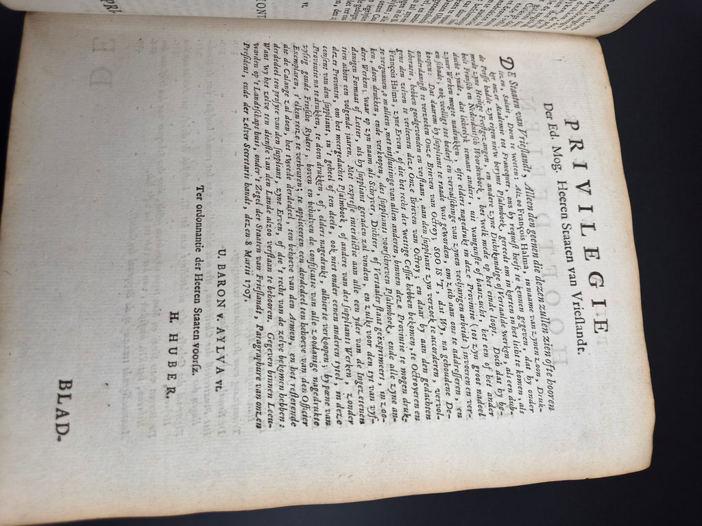 Antiek Boek 1718 - F. Halma: Heilige Feestgezangen - Luxe Blindgestempeld Perkament / Stamped Vellum Binding - ~30 Gravures - Lamsvelt & Doesburgh