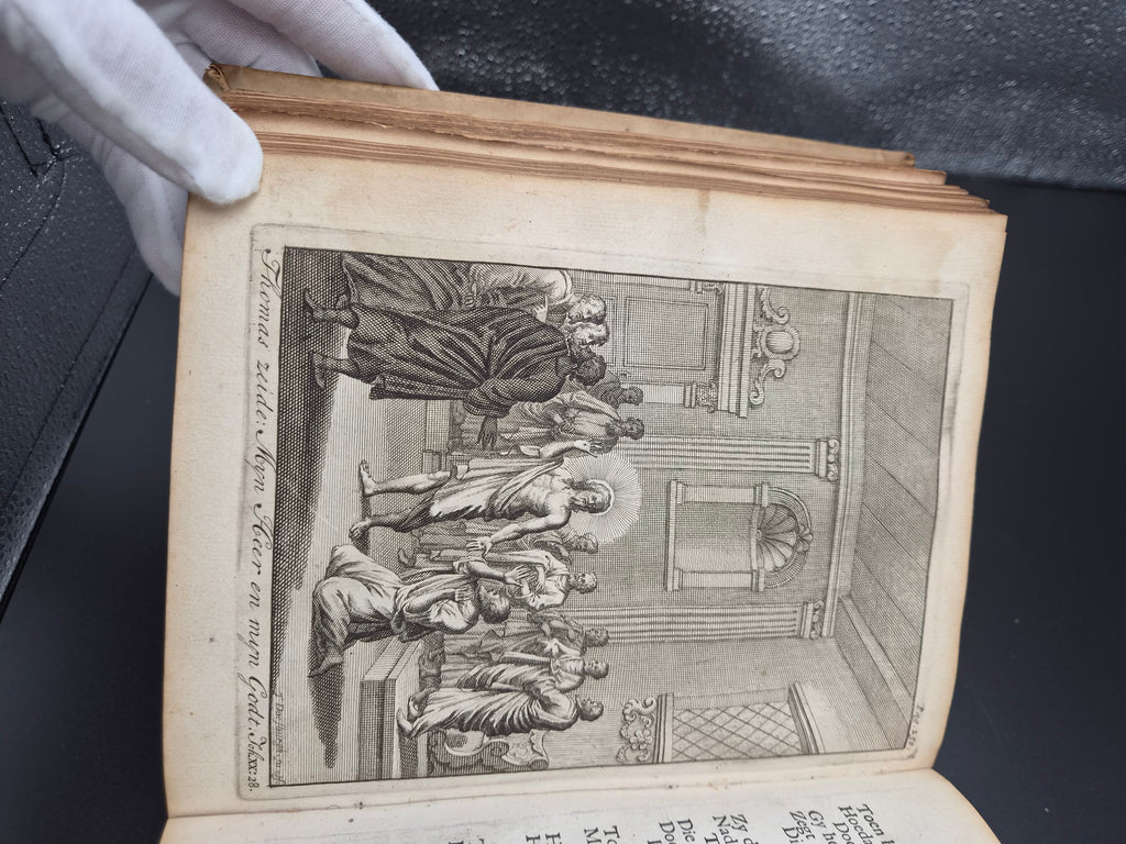 Antiek Boek 1718 - F. Halma: Heilige Feestgezangen - Luxe Blindgestempeld Perkament / Stamped Vellum Binding - ~30 Gravures - Lamsvelt & Doesburgh