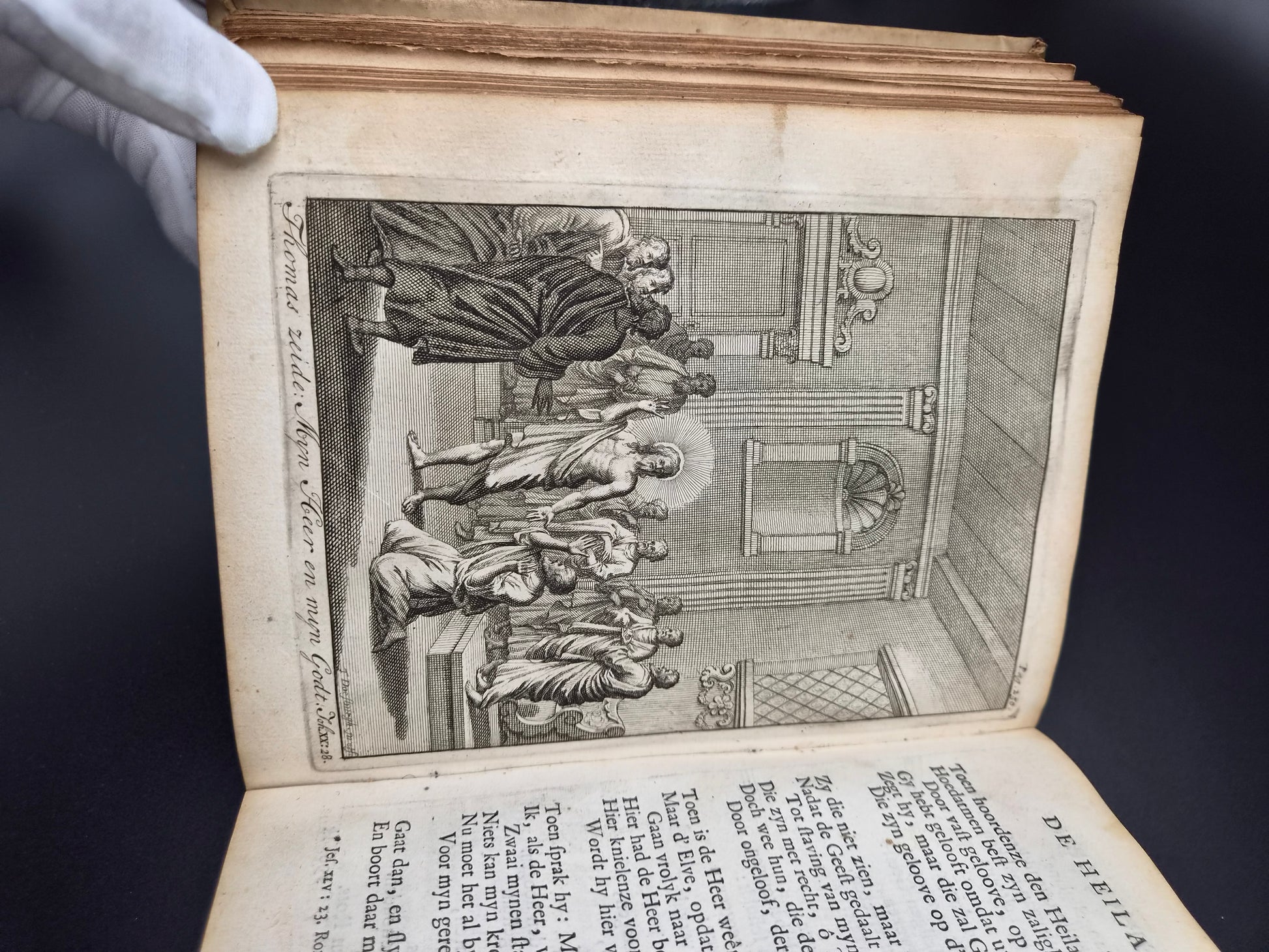 Antiek Boek 1718 - F. Halma: Heilige Feestgezangen - Luxe Blindgestempeld Perkament / Stamped Vellum Binding - ~30 Gravures - Lamsvelt & Doesburgh