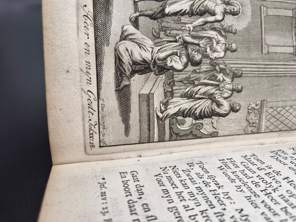 Antiek Boek 1718 - F. Halma: Heilige Feestgezangen - Luxe Blindgestempeld Perkament / Stamped Vellum Binding - ~30 Gravures - Lamsvelt & Doesburgh