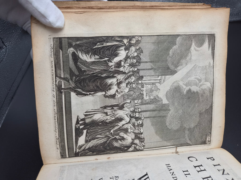 Antiek Boek 1718 - F. Halma: Heilige Feestgezangen - Luxe Blindgestempeld Perkament / Stamped Vellum Binding - ~30 Gravures - Lamsvelt & Doesburgh