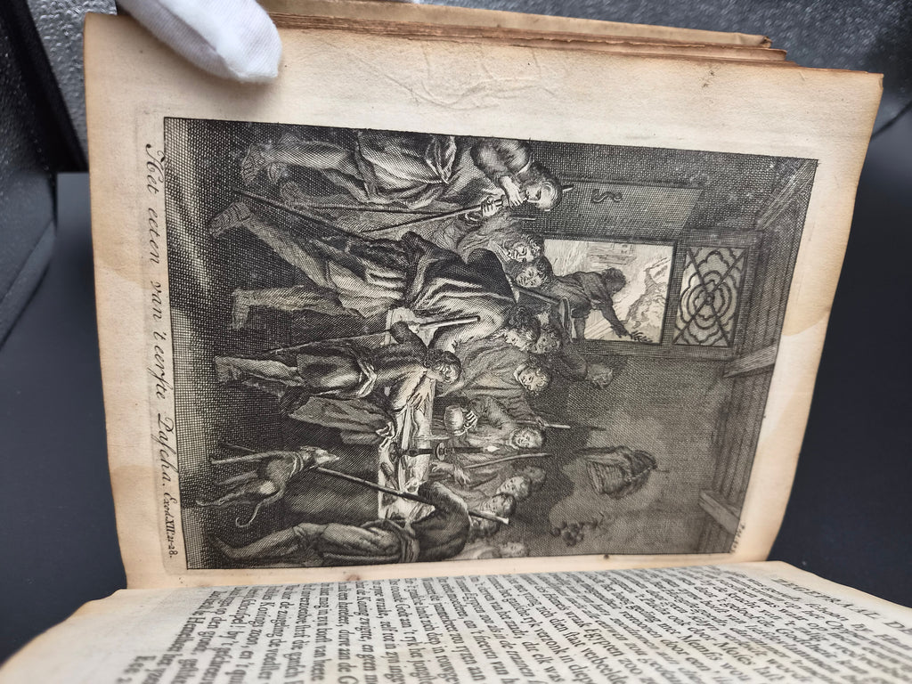 Antiek Boek 1718 - F. Halma: Heilige Feestgezangen - Luxe Blindgestempeld Perkament / Stamped Vellum Binding - ~30 Gravures - Lamsvelt & Doesburgh